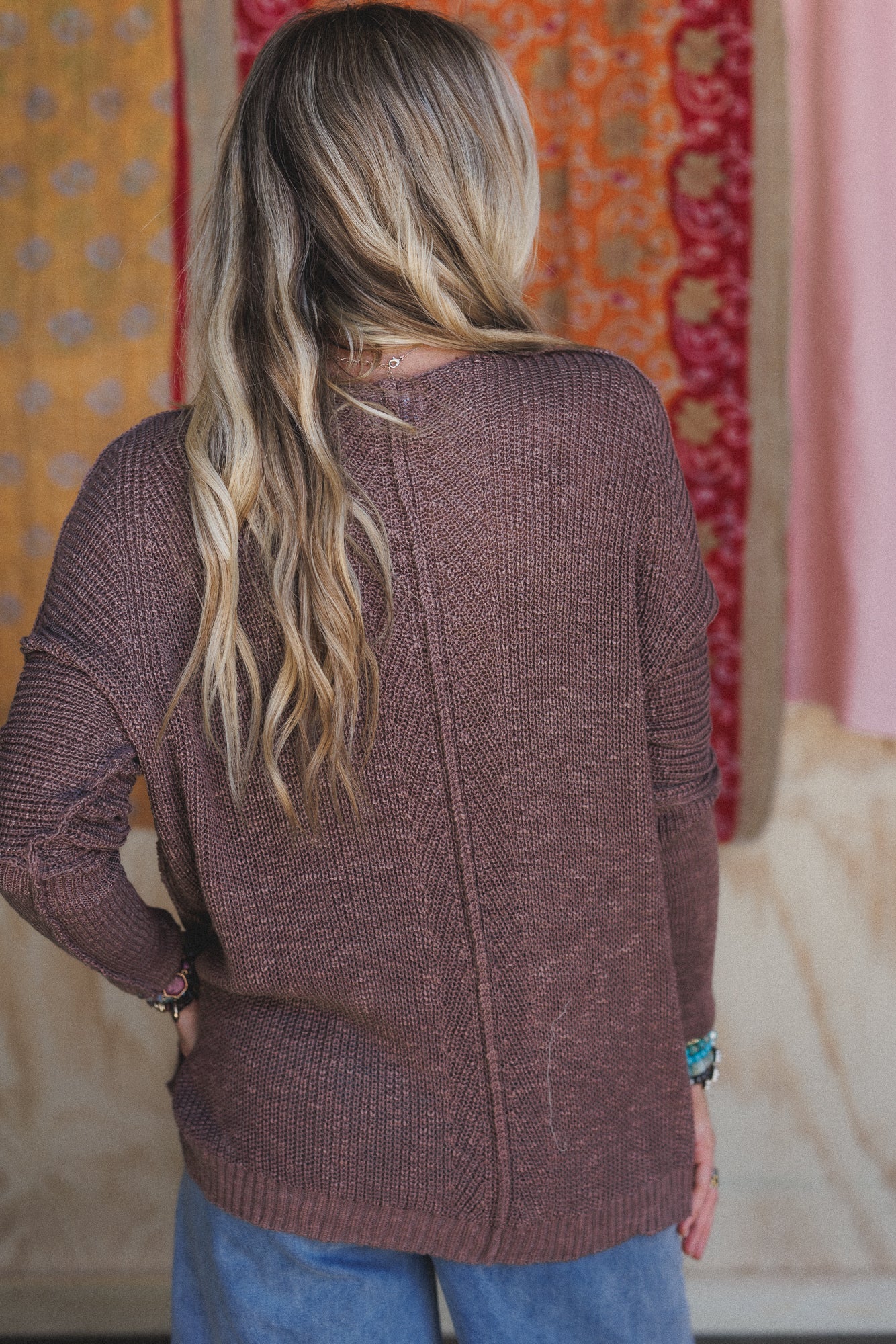 Moonlit Layers V Neck Top - Mushroom - Image 6
