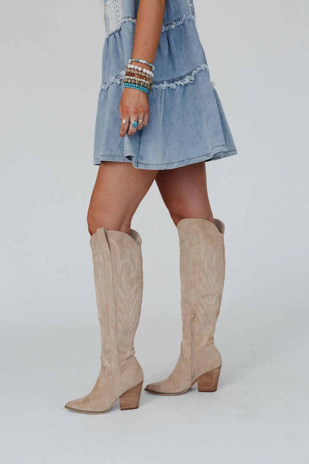 Mustang Embroidered Boots - Almond - Image 9