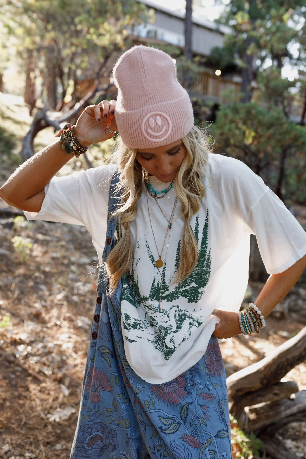 Nesta Smiley Beanie - Blush - Image 3