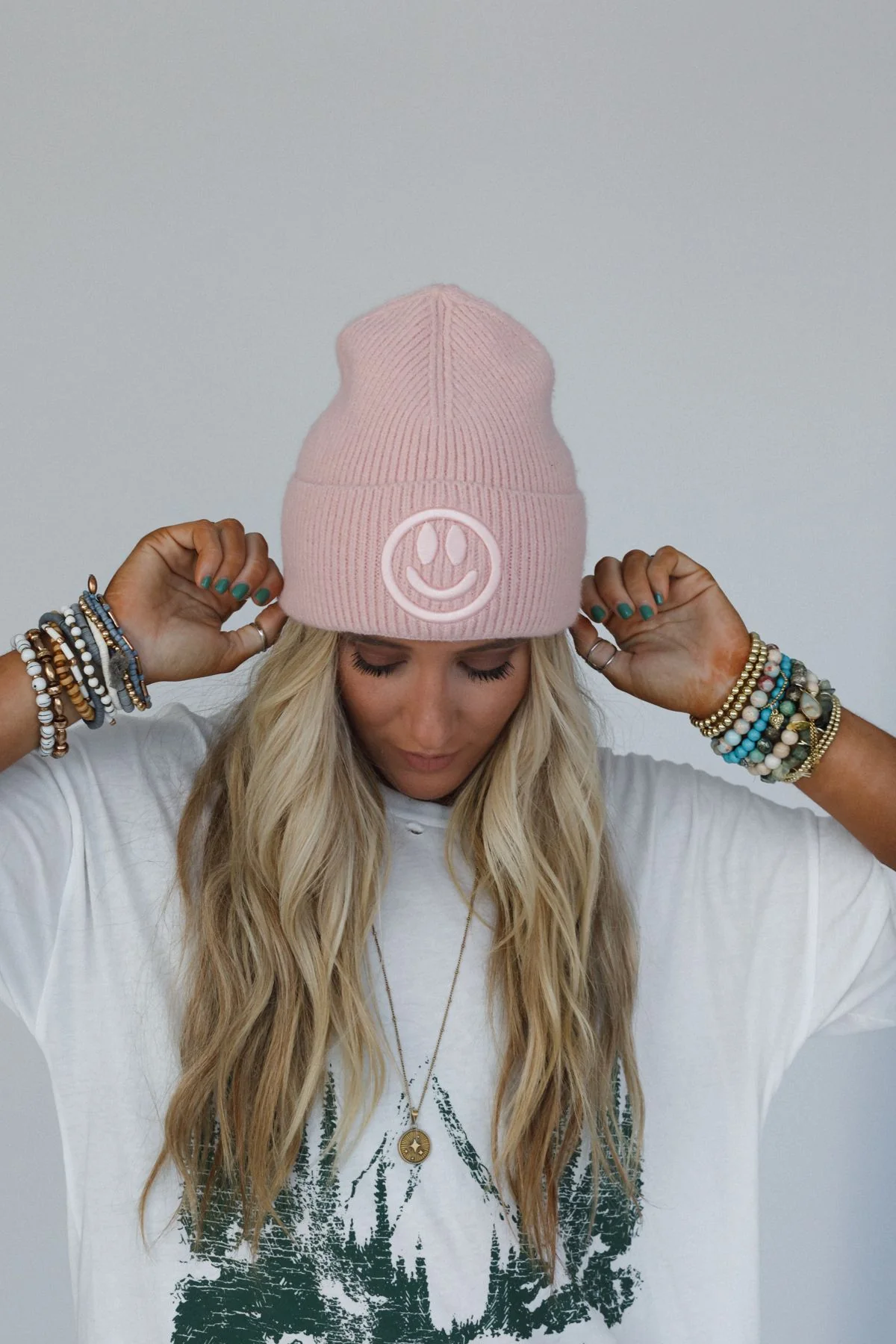 Nesta Smiley Beanie - Blush - Image 7