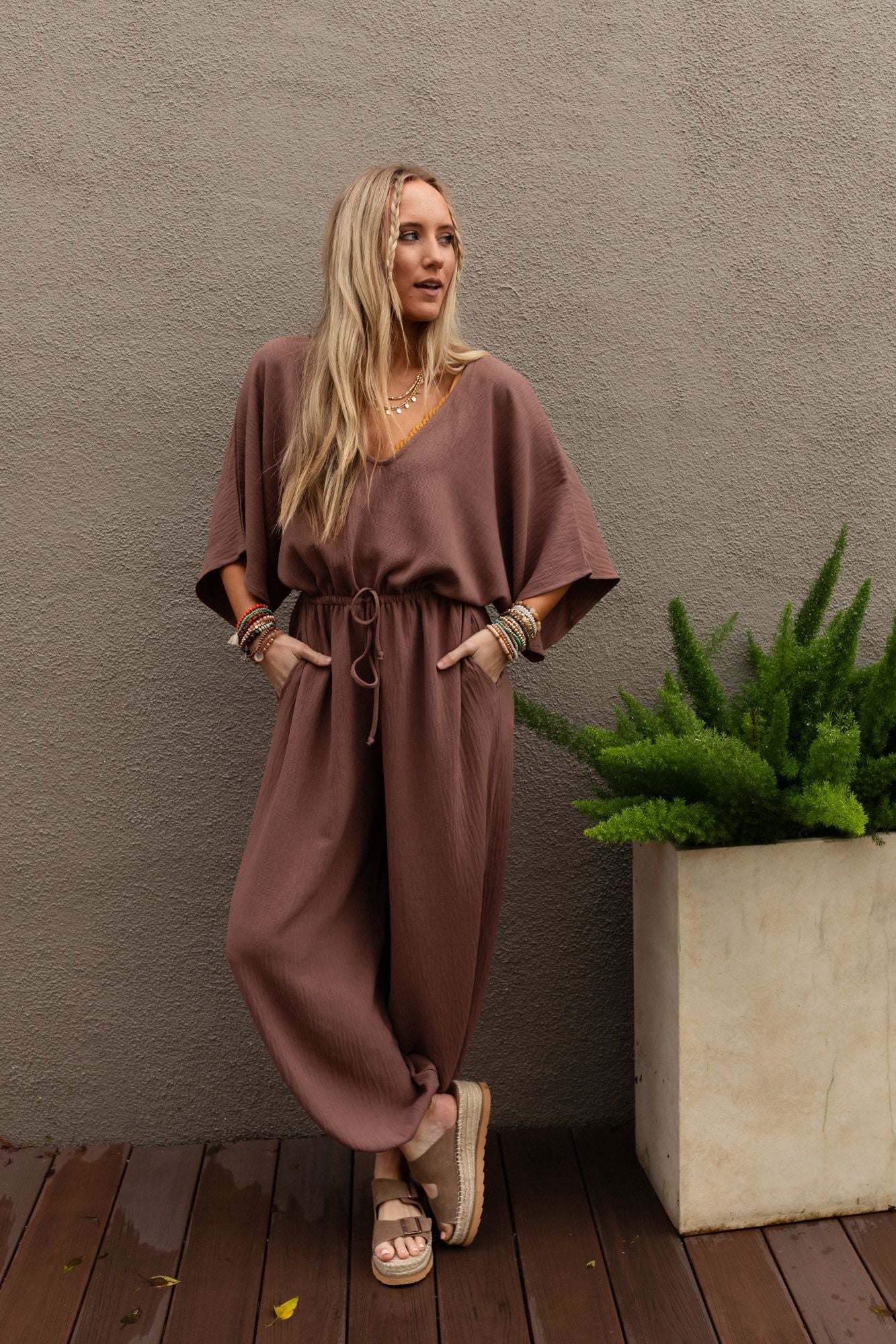 The Nest New Love Relaxed Drawstring Jumpsuit - Mocha - Image 11