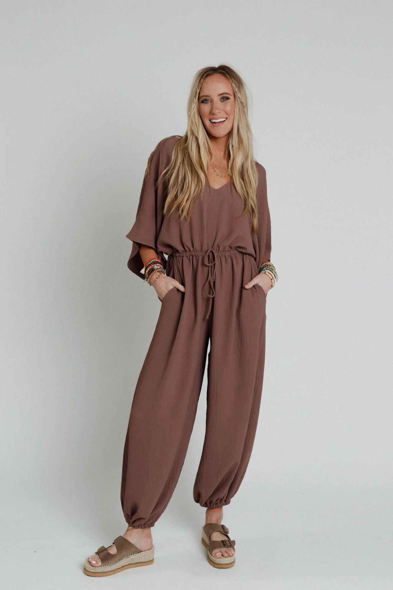 The Nest New Love Relaxed Drawstring Jumpsuit - Mocha - Image 6