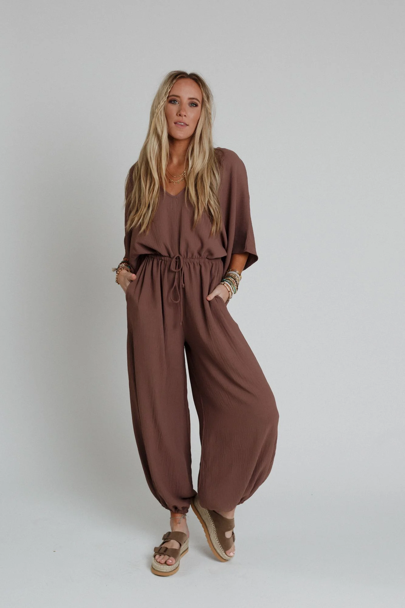 The Nest New Love Relaxed Drawstring Jumpsuit - Mocha - Image 7