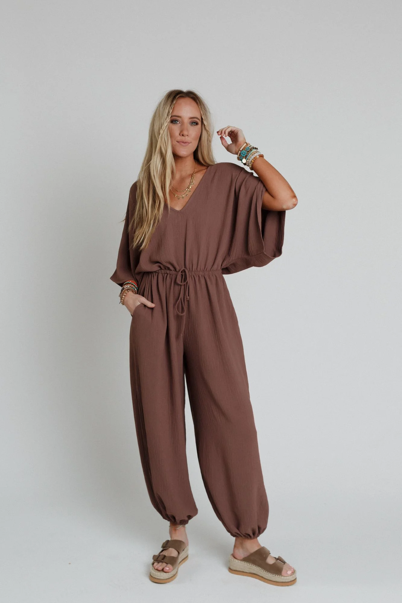 The Nest New Love Relaxed Drawstring Jumpsuit - Mocha - Image 8