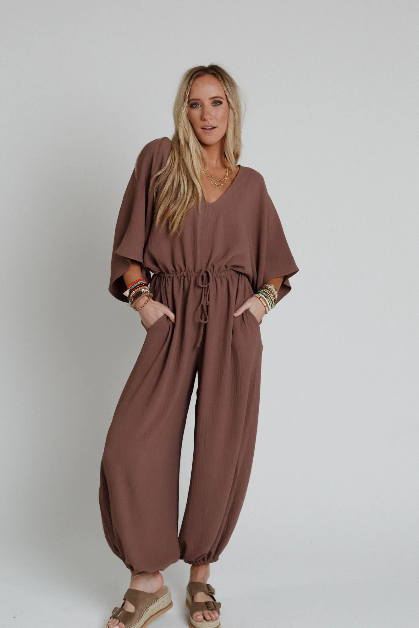 The Nest New Love Relaxed Drawstring Jumpsuit - Mocha - Image 2