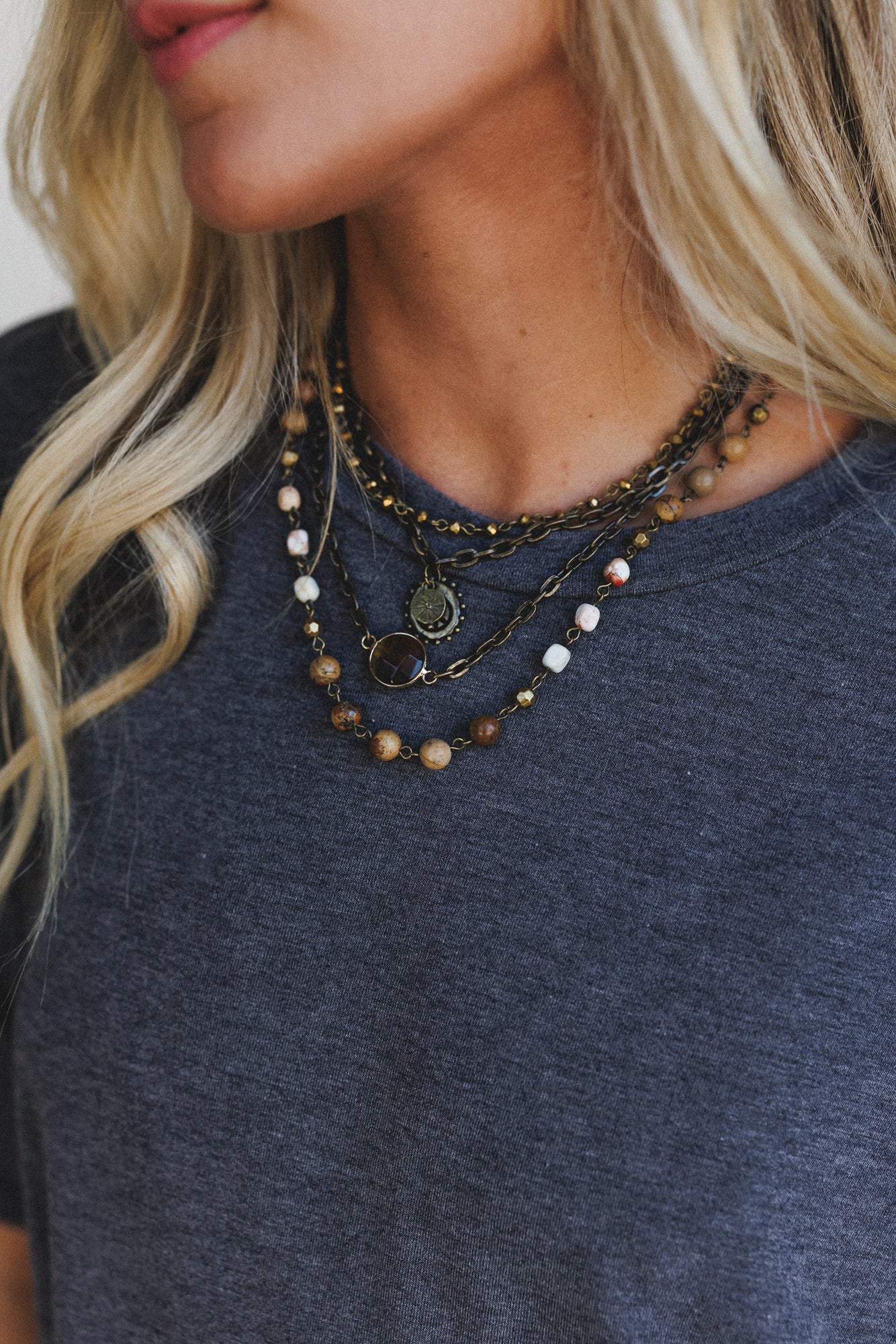 Turquoise Cascade Necklace - Coral Multi - Image 4