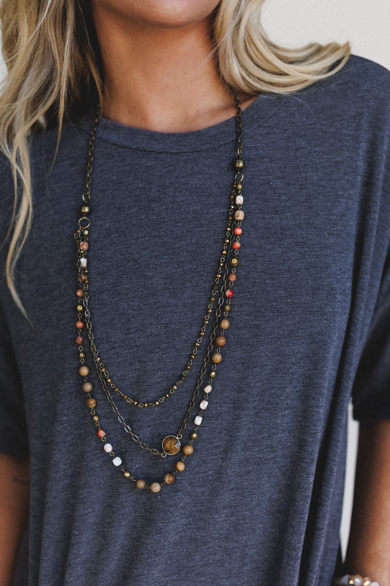 Turquoise Cascade Necklace - Coral Multi - Image 6