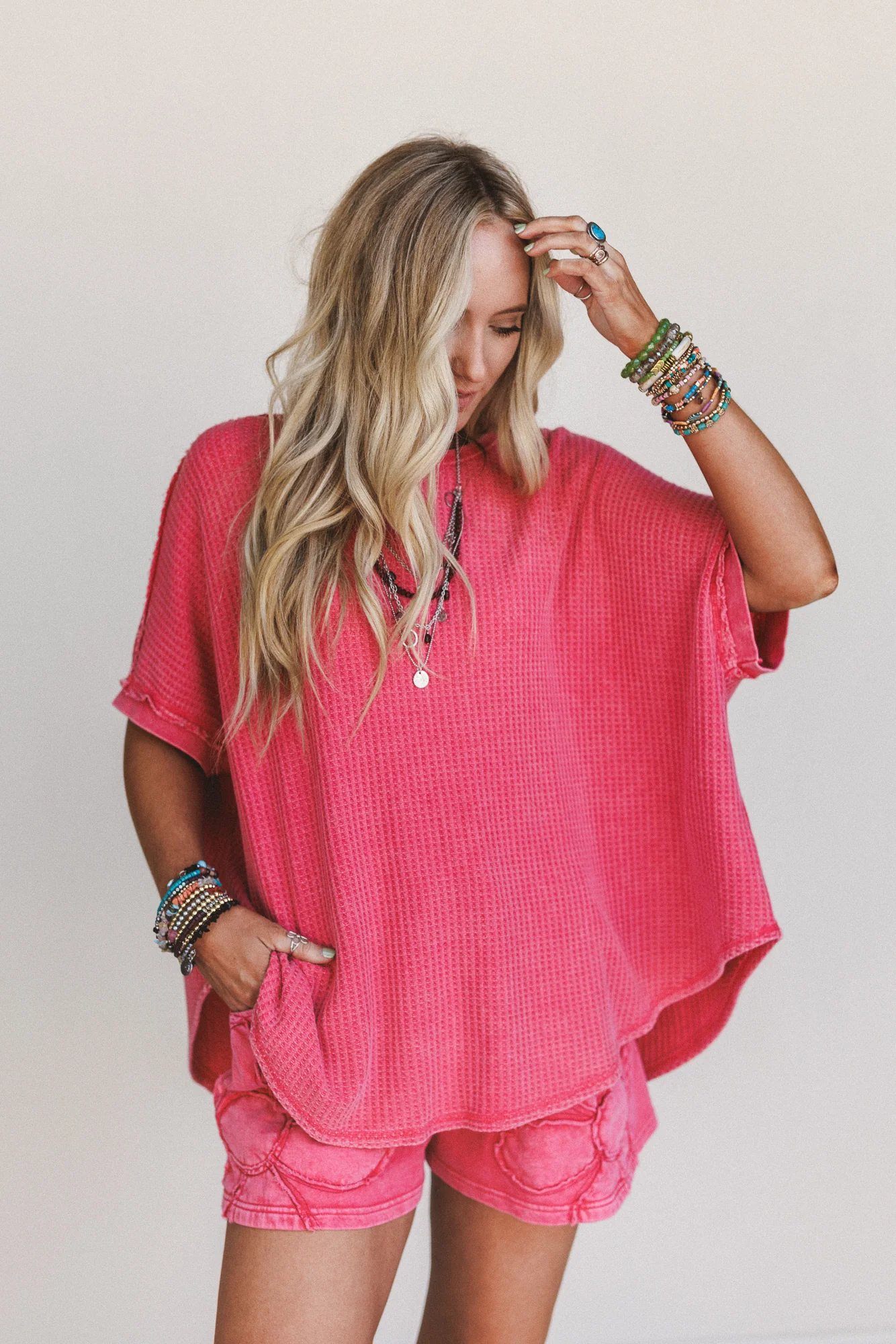 Next Stop Thermal Knit Top - Red - Image 2