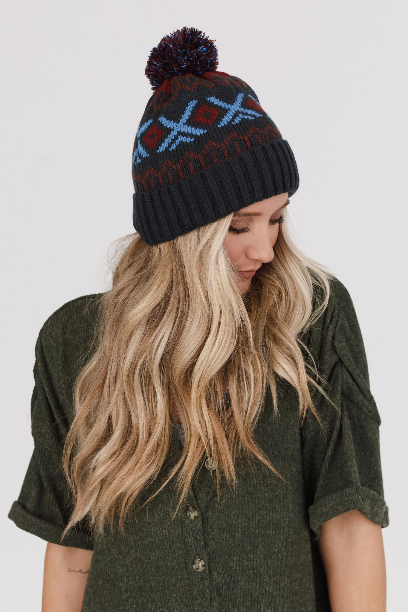 Nili Pom Beanie - Blue Multi - Image 3