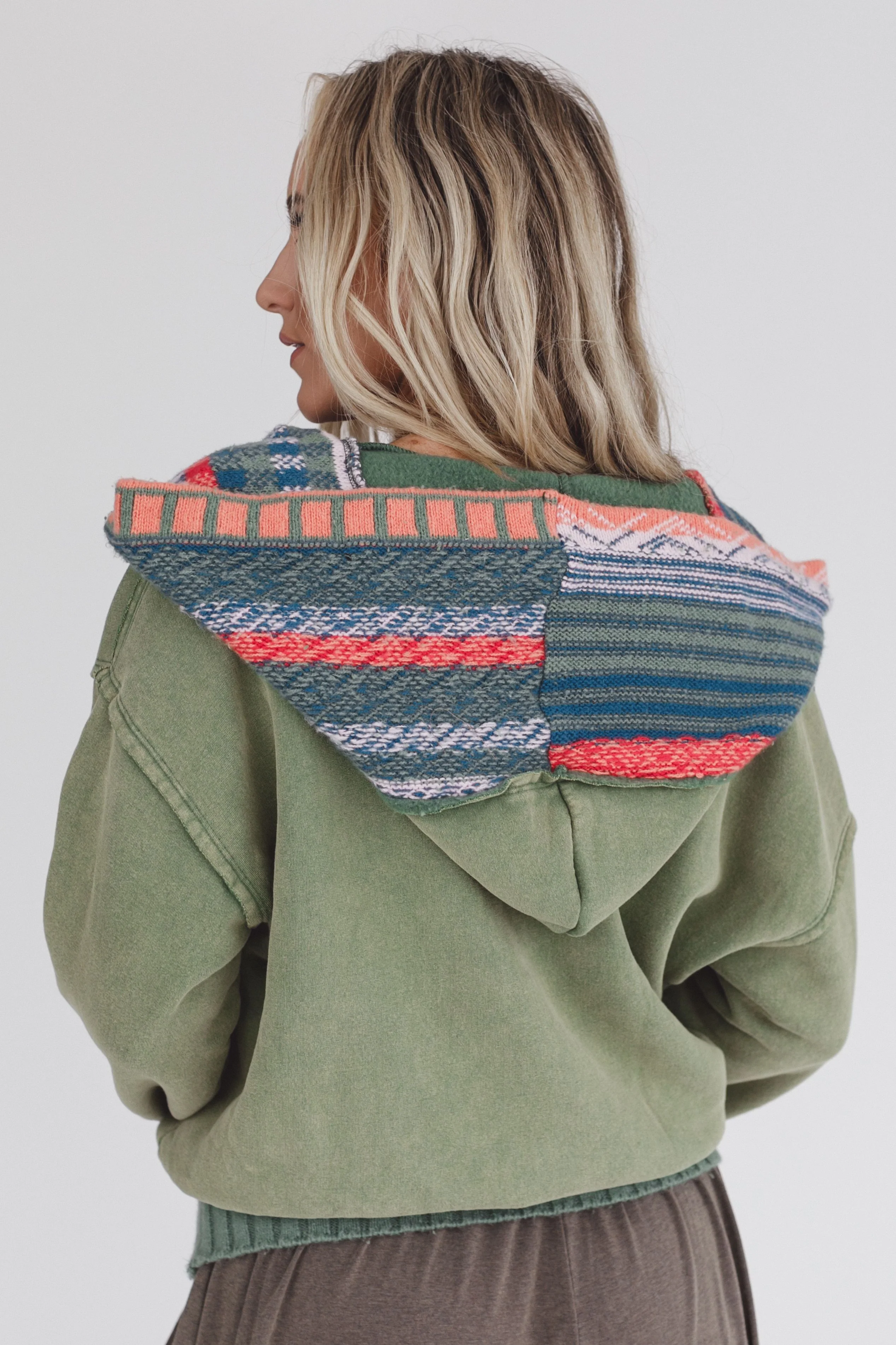 Nori Hoodie Pullover Top - Sage - Image 3