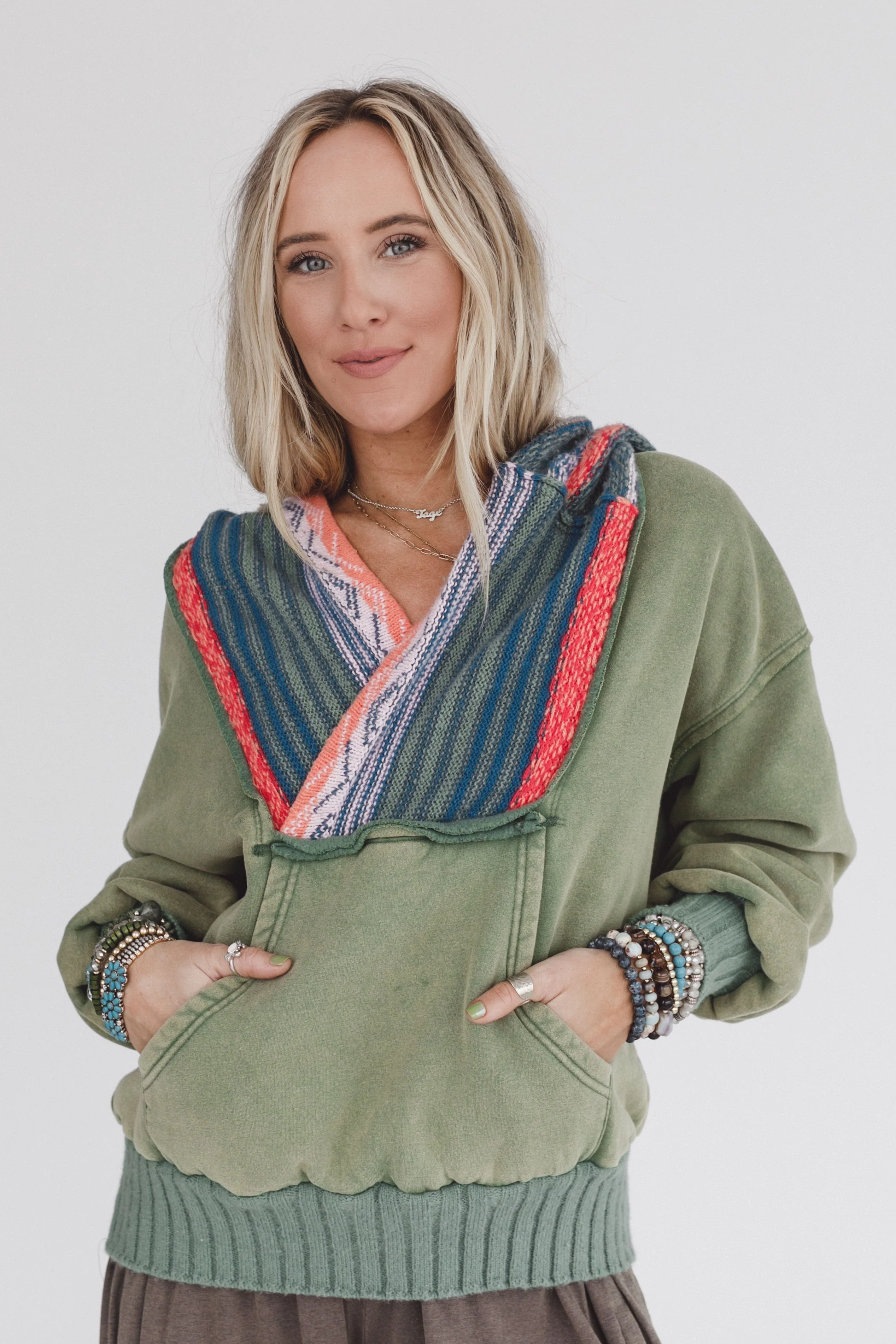Nori Hoodie Pullover Top - Sage - Image 4