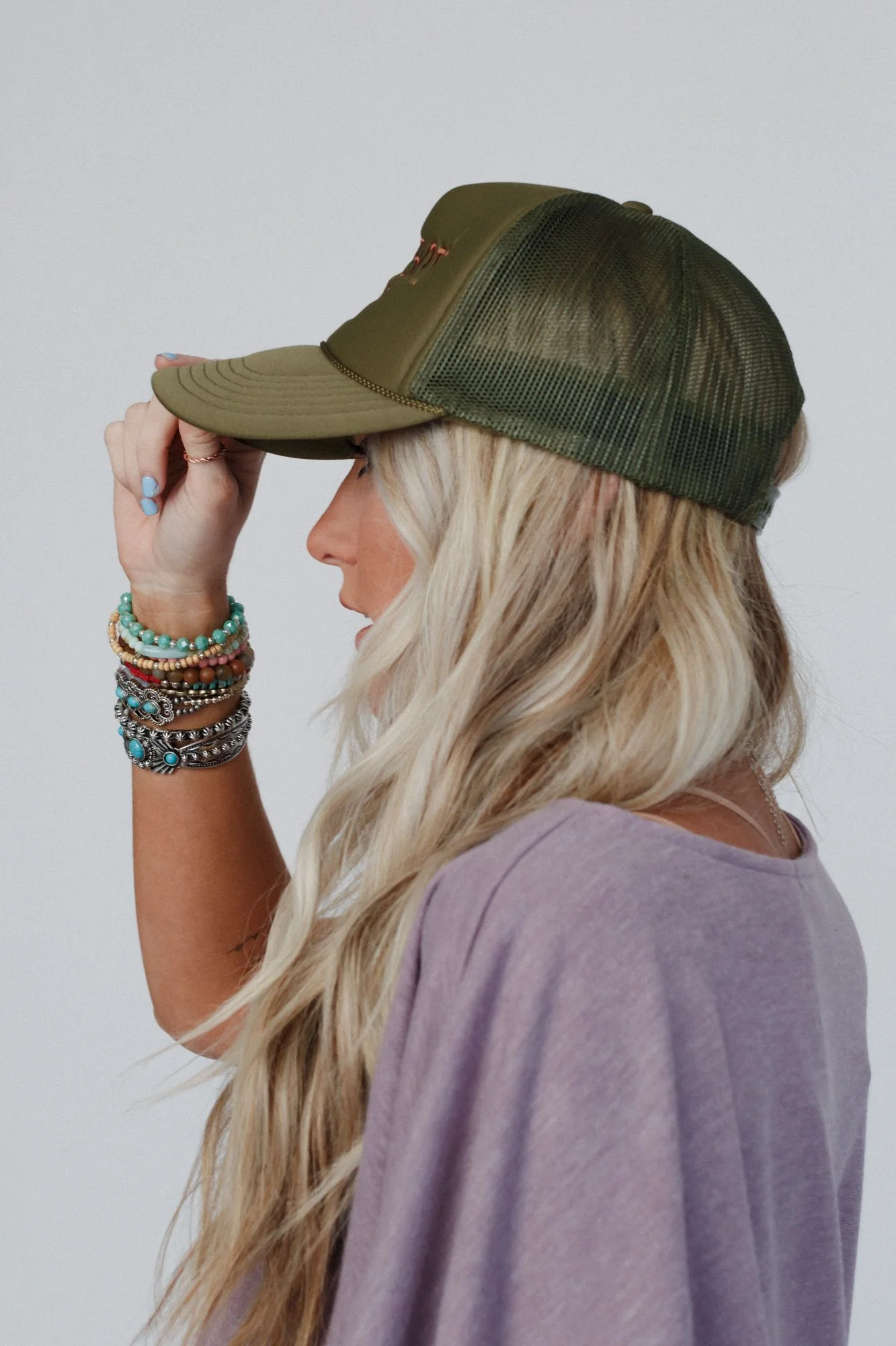 Not Your Cowboy Trucker Hat - Olive - Image 2