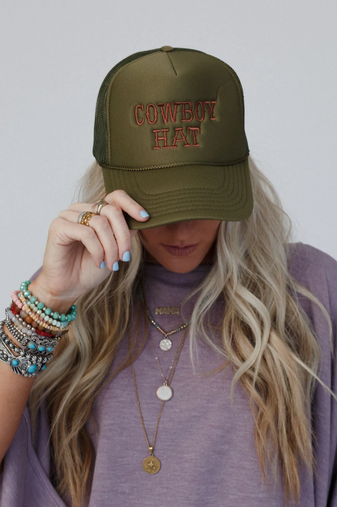 Not Your Cowboy Trucker Hat - Olive - Image 3