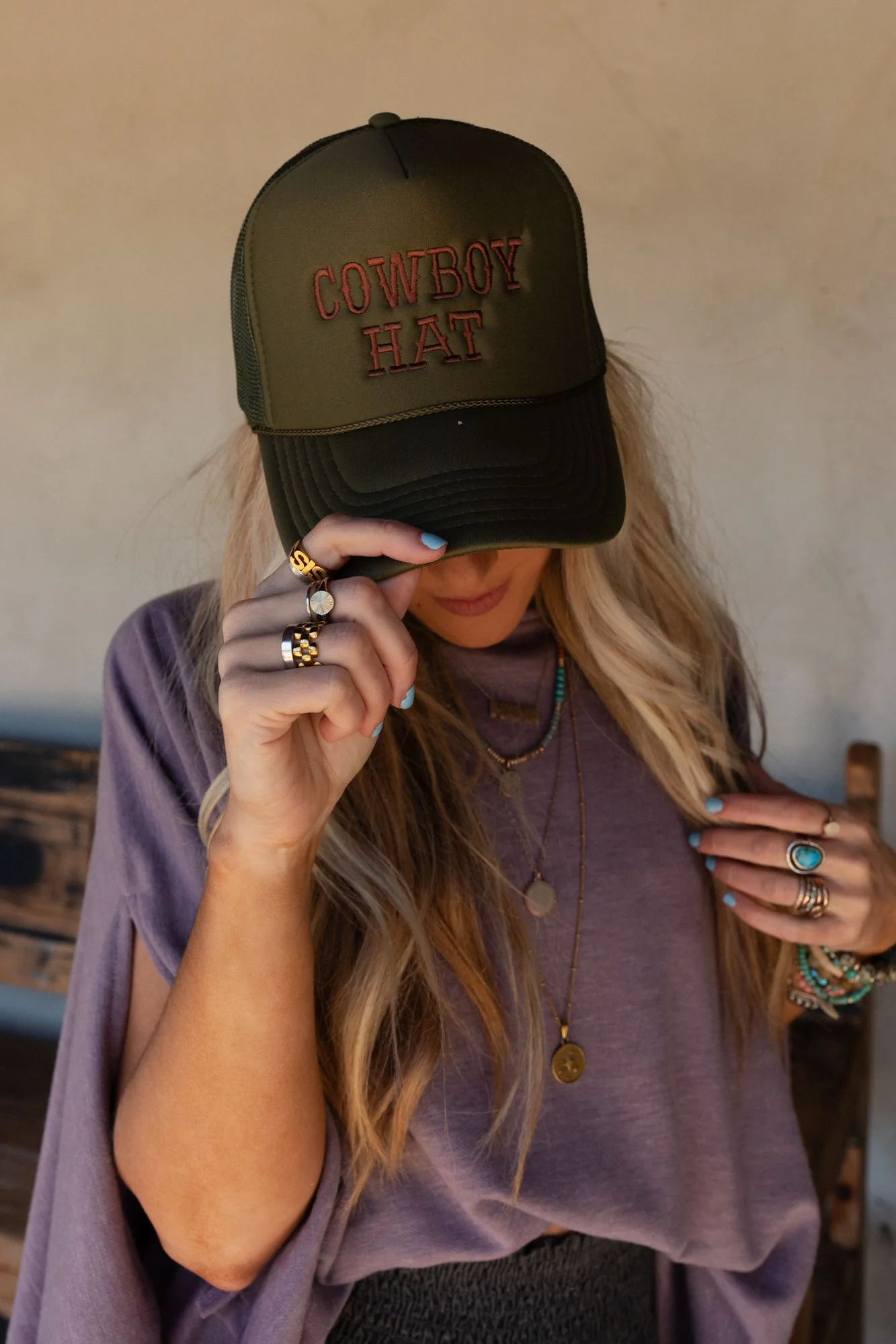 Not Your Cowboy Trucker Hat - Olive - Image 5
