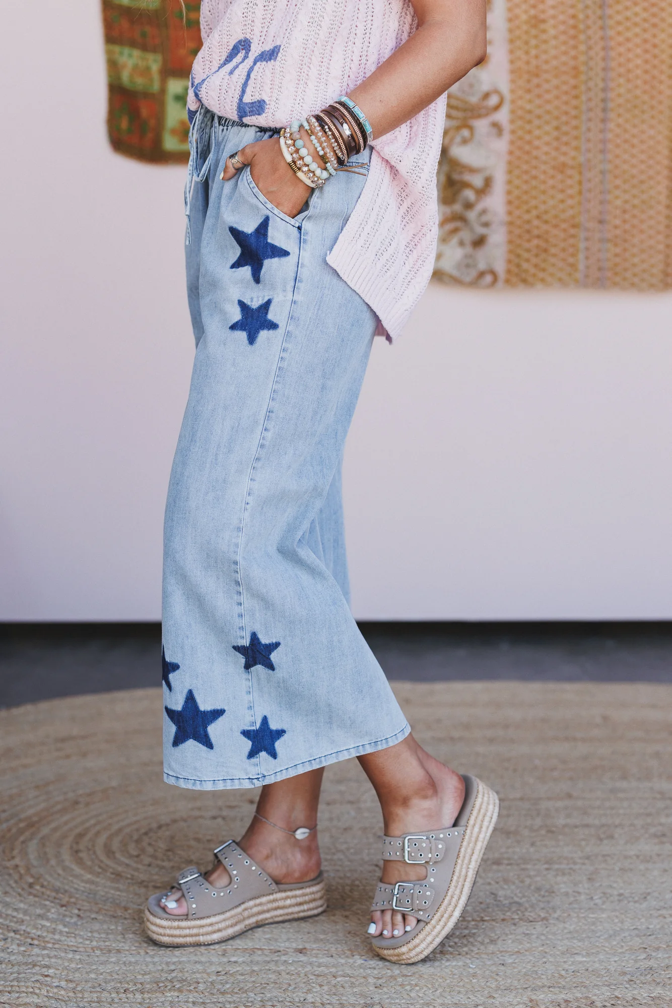 Nova Star Wide Leg Pants - Light Denim - Pre Order
