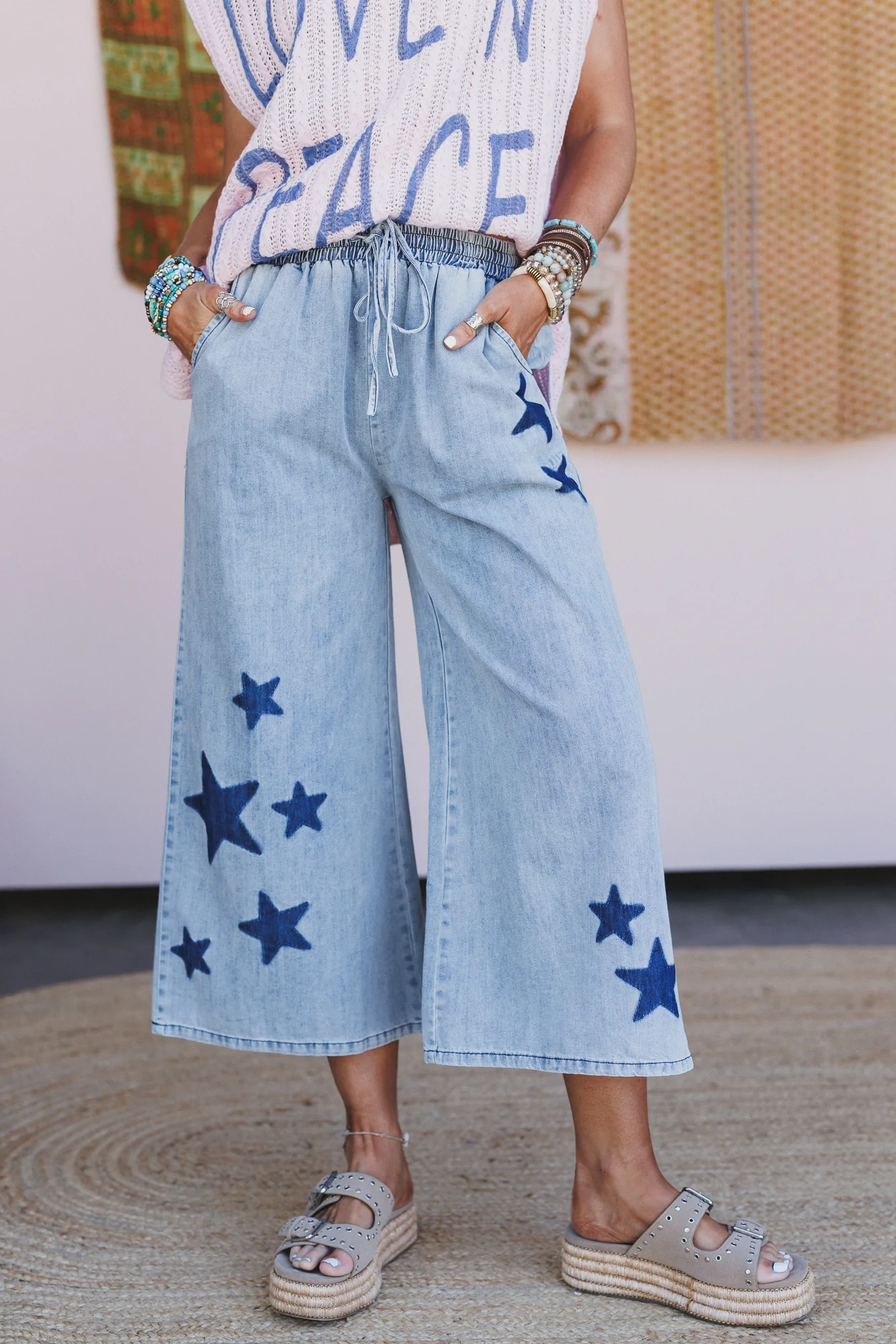 Nova Star Wide Leg Pants - Light Denim - Pre Order - Image 2