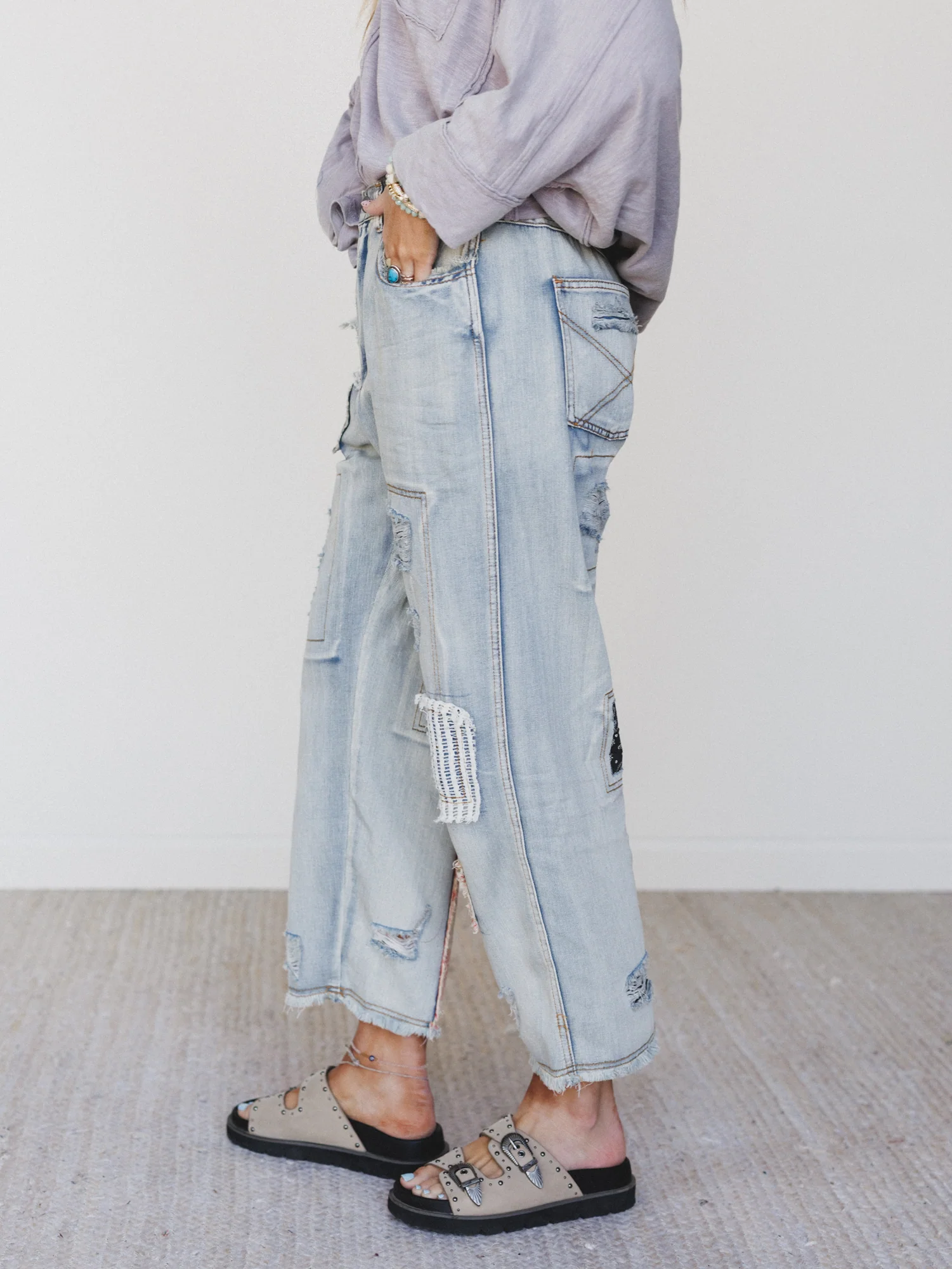 Offshore Patchwork Detail Pants - Denim - Image 4