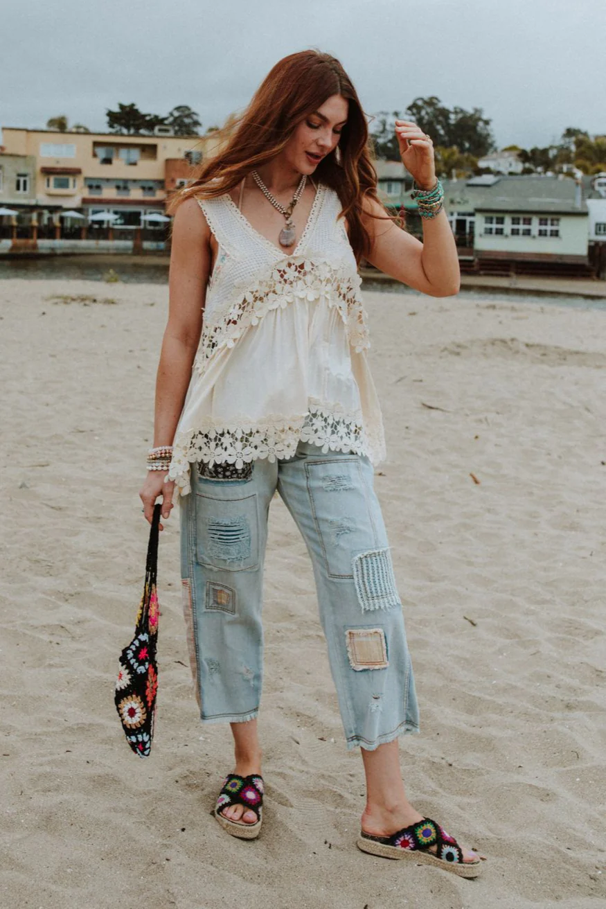 Offshore Patchwork Detail Pants - Denim - Image 9