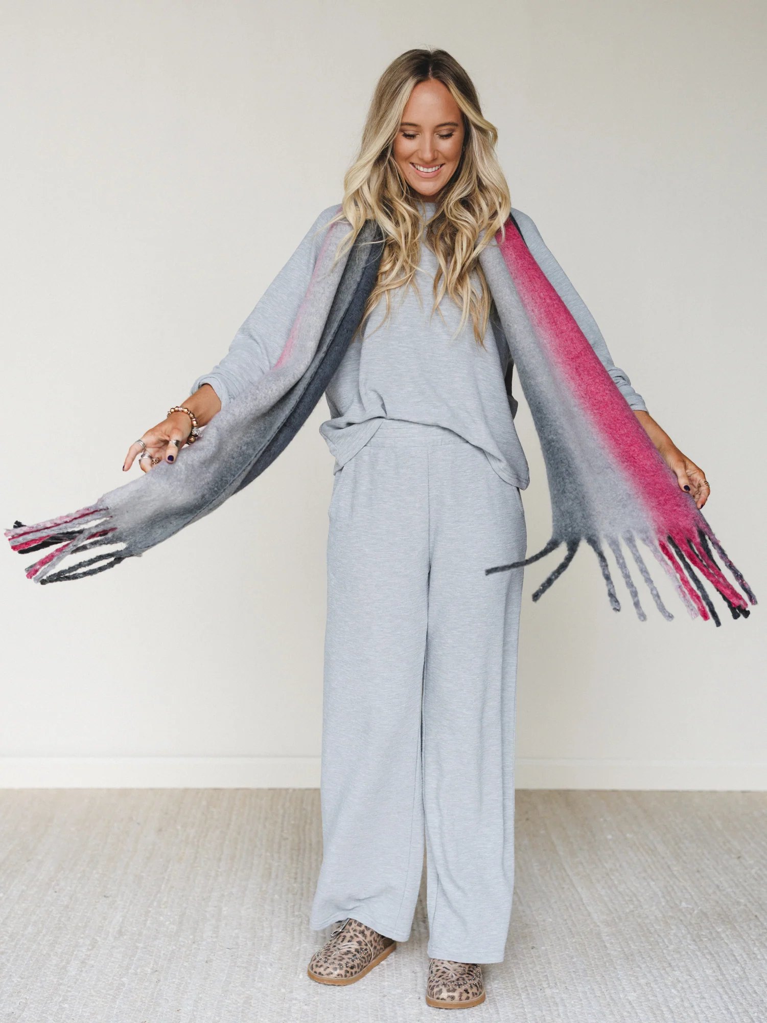 Ombre Oasis Fringe Scarf - Black - Image 3