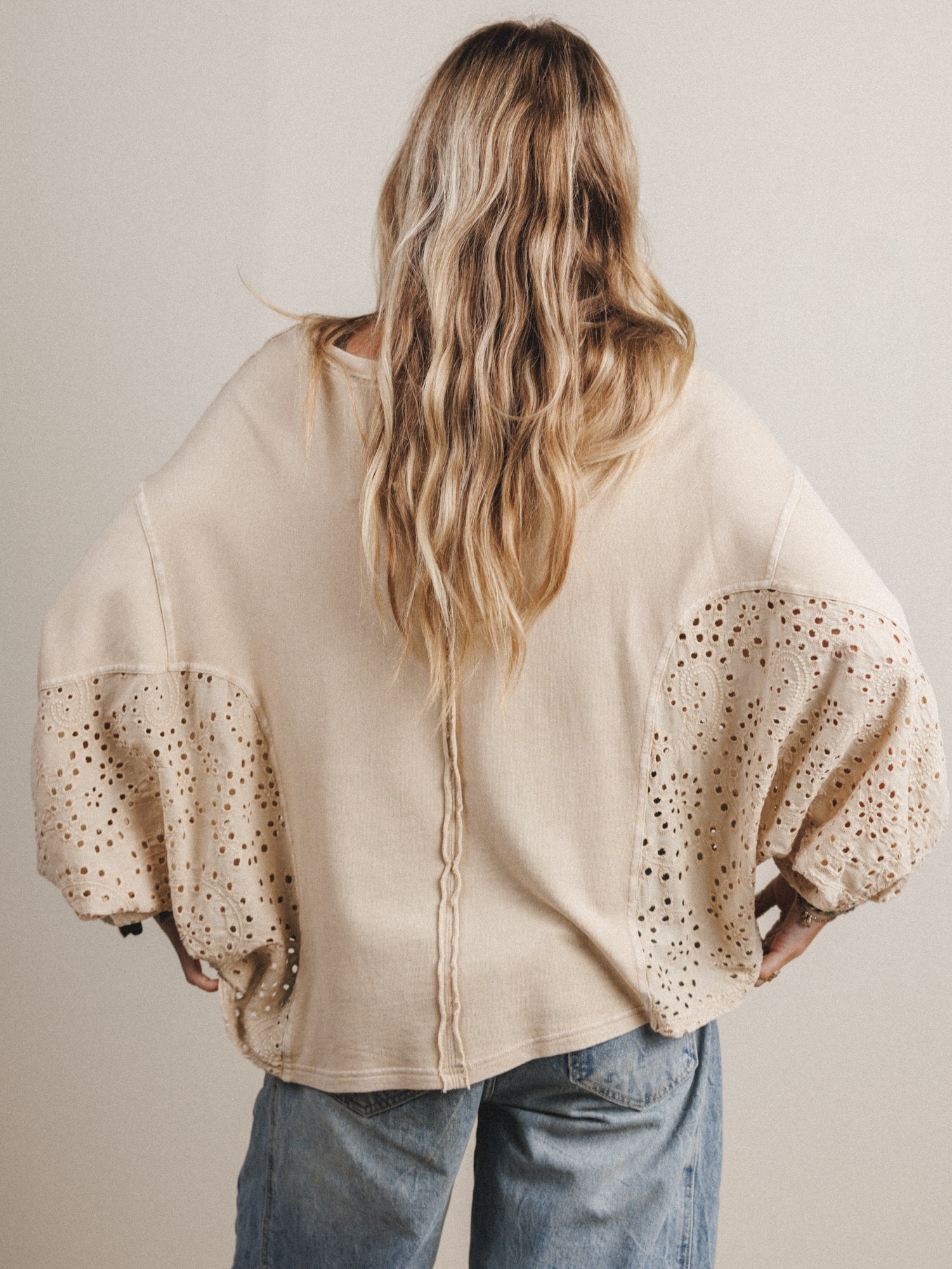 On Point Eyelet Knit Top - Natural - Image 4