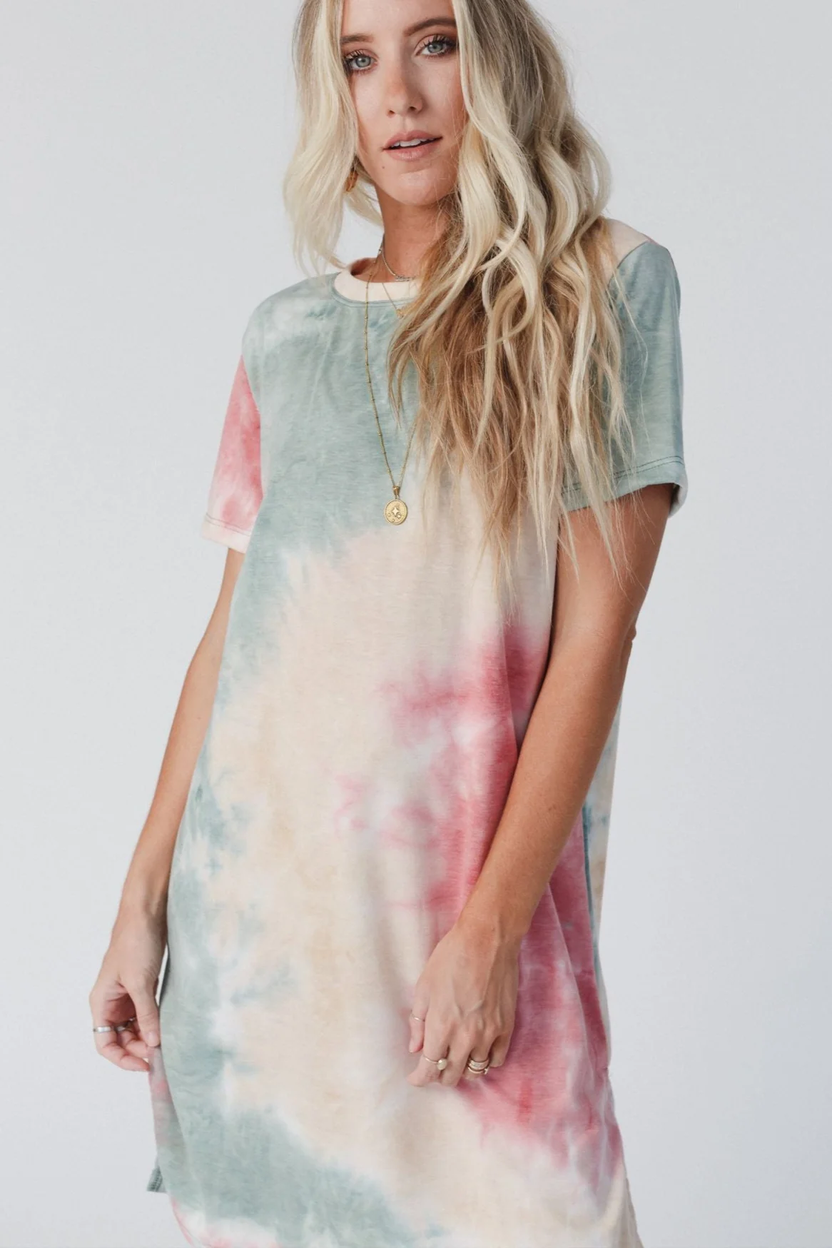 The Nest On The Daily Oversized Slit Tee Dress - Tie Dye - Image 3