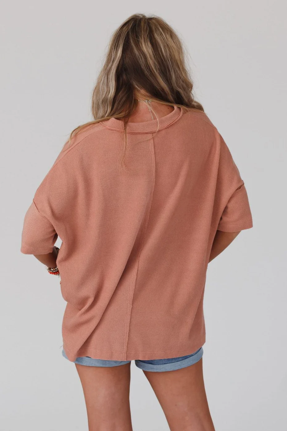 The Nest On The Go V Neck Ribbed Essential Tee - Sepia - Image 3