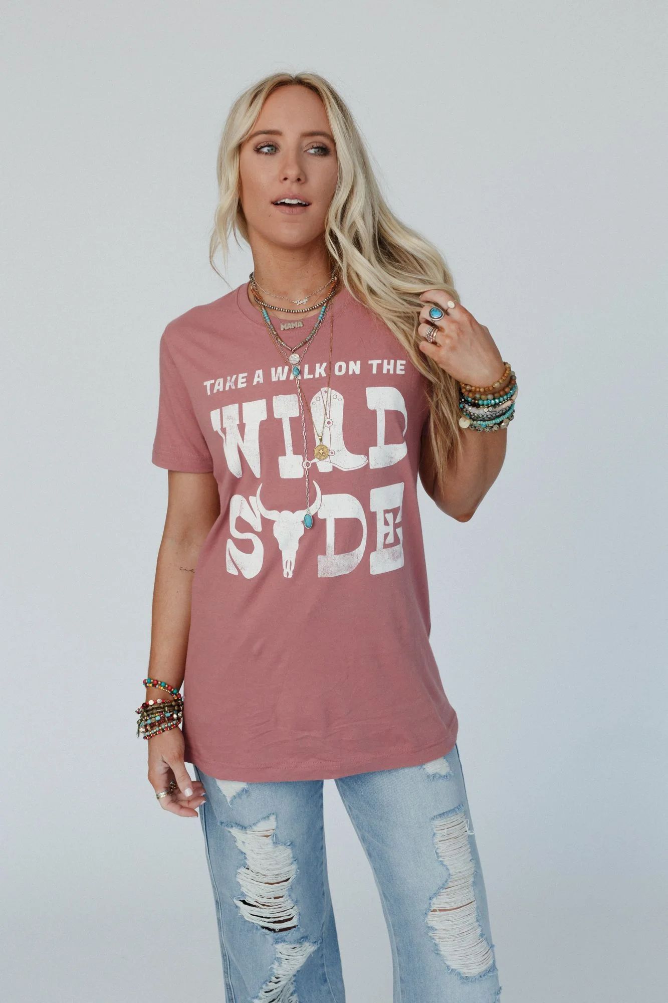 On The Wild Side Graphic Tee - Rose - Image 3
