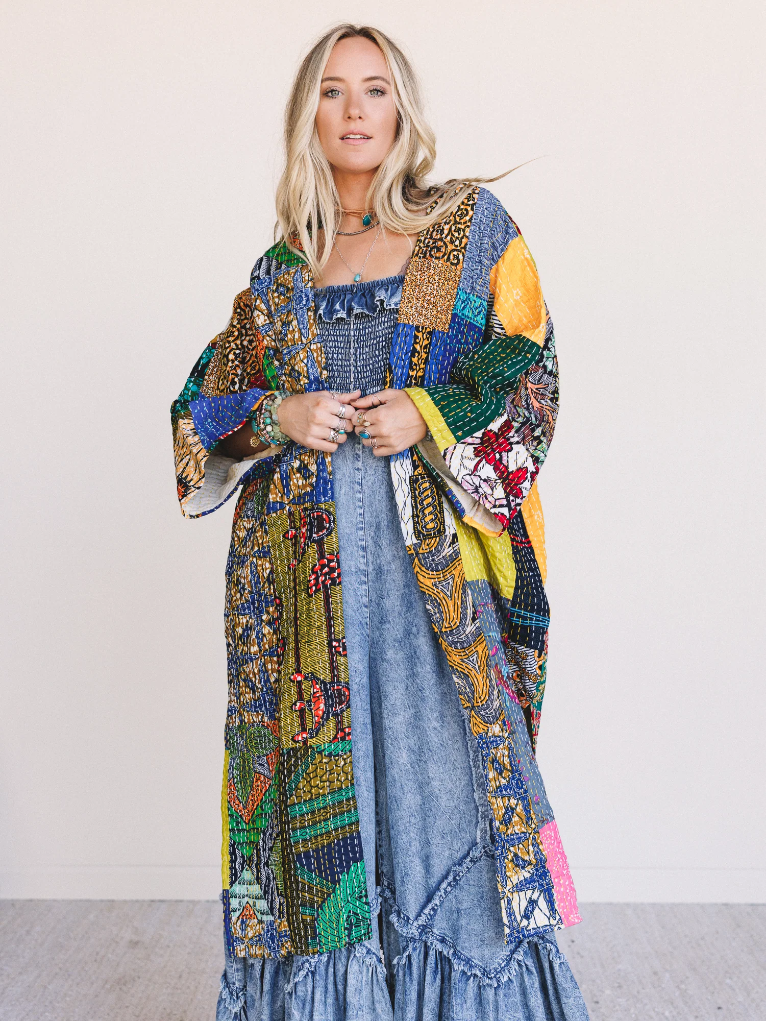 One-of-a-Kind Stargazer Quilted Kimono - Multi - Image 3