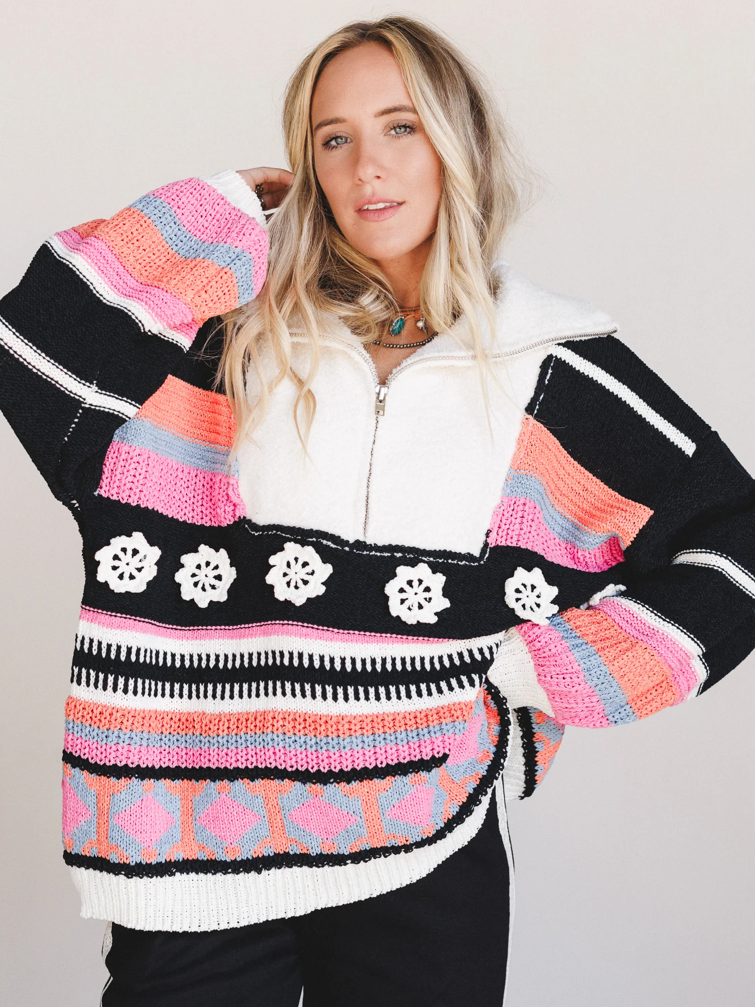 Opal Patterned Pullover - Black Multi - Image 2