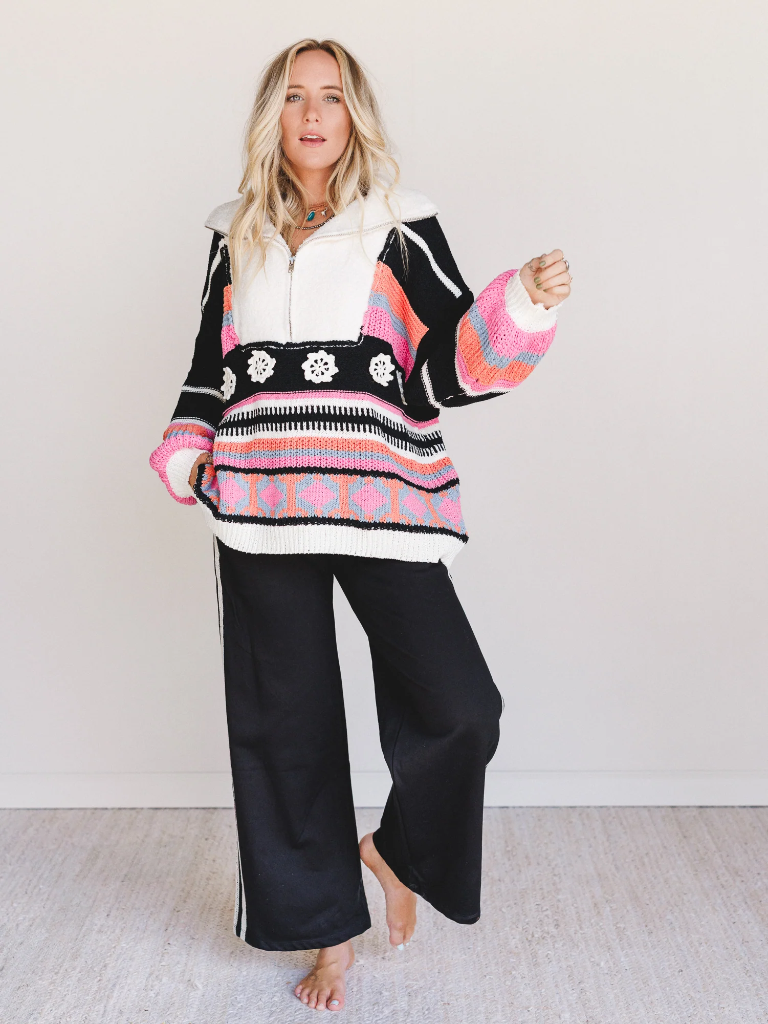Opal Patterned Pullover - Black Multi - Image 4