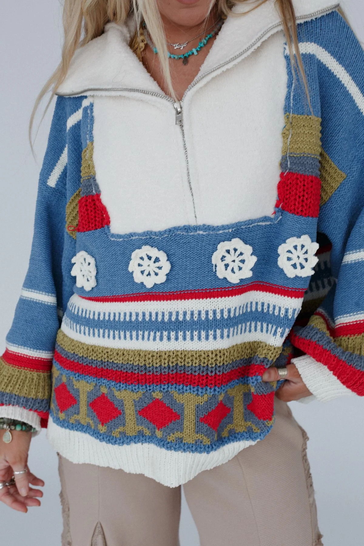 Opal Patterned Pullover - Blue Multi - Image 4