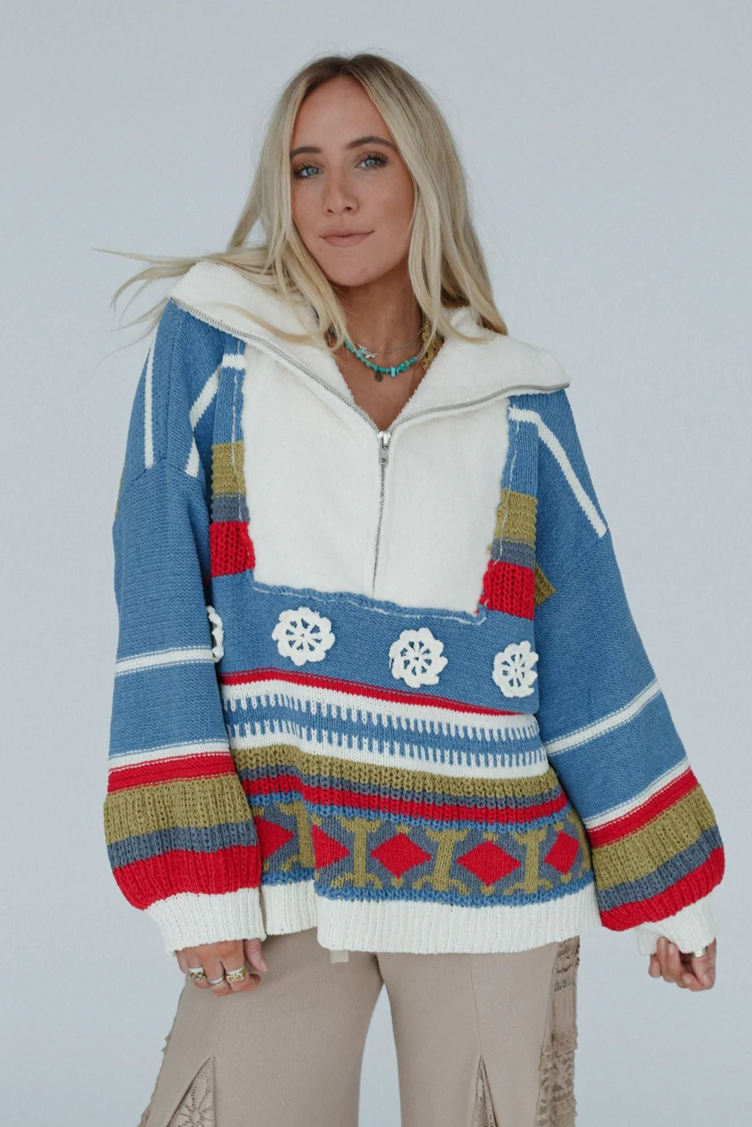 Opal Patterned Pullover - Blue Multi - Image 5