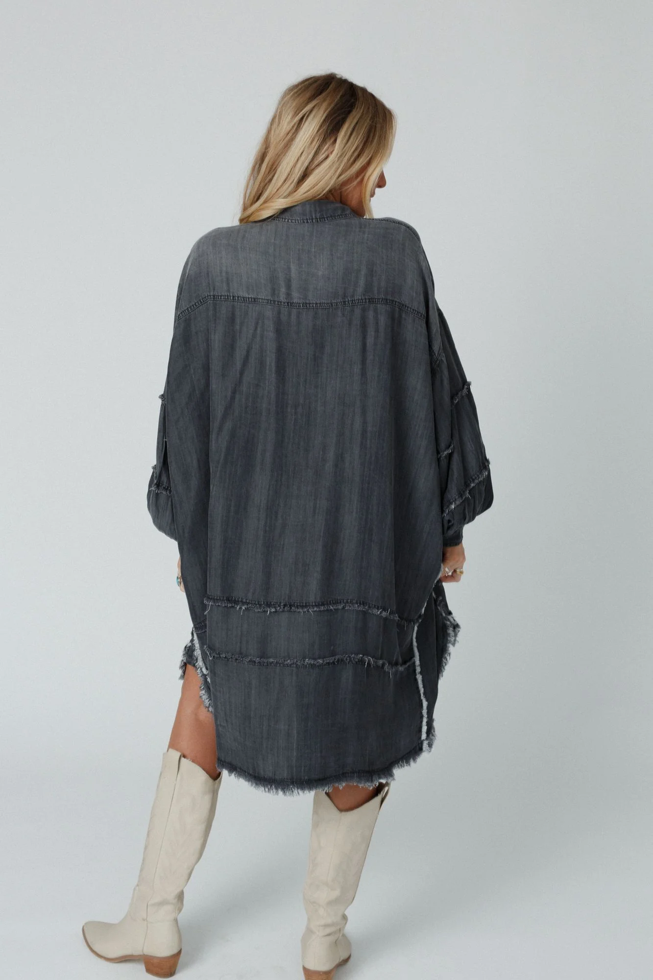 Ophelia Oversized Denim Dress - Black Denim - Image 3