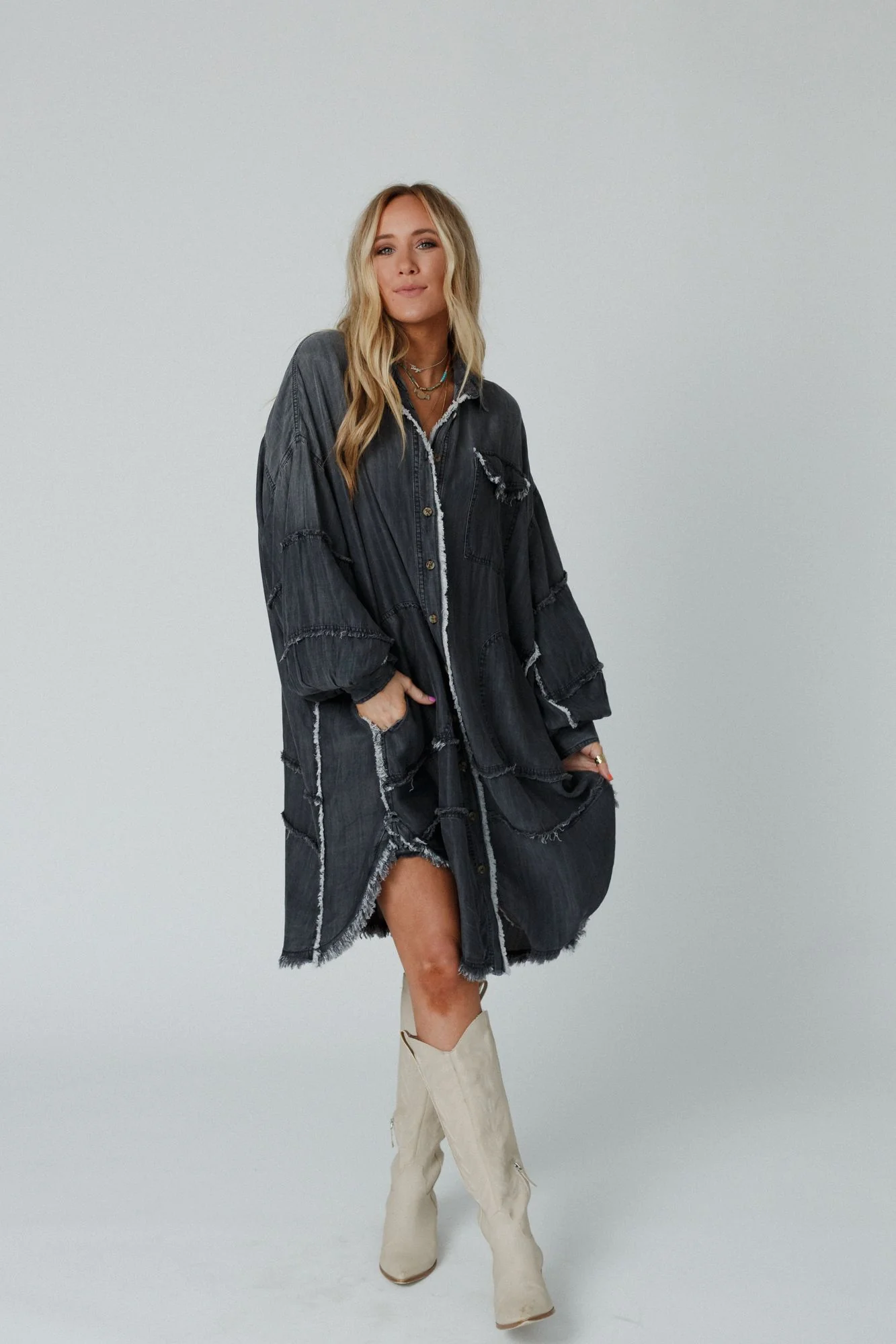 Ophelia Oversized Denim Dress - Black Denim - Pre Order - Image 2
