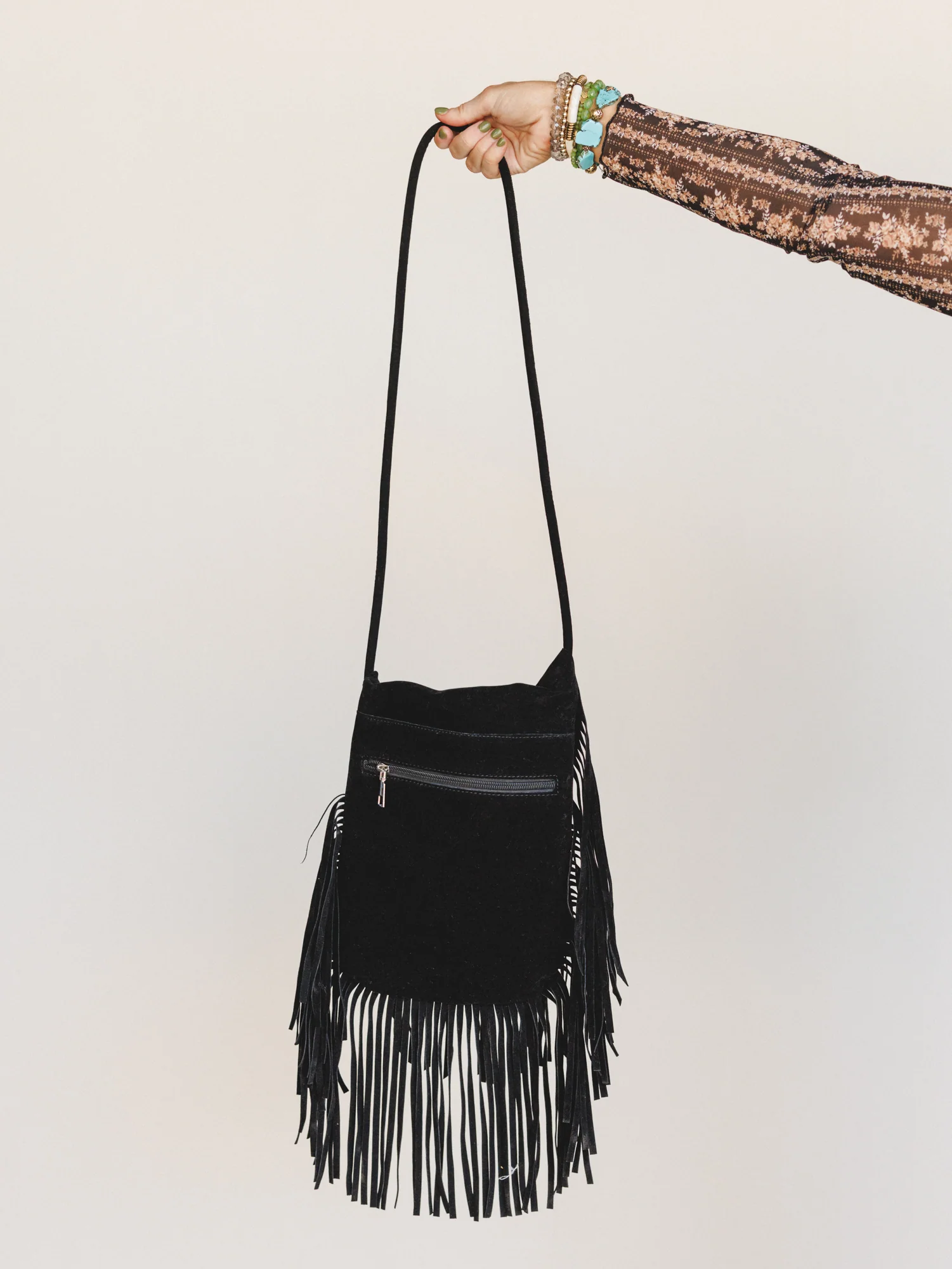 Out West Fringe Crossbody Bag - Black - Image 2