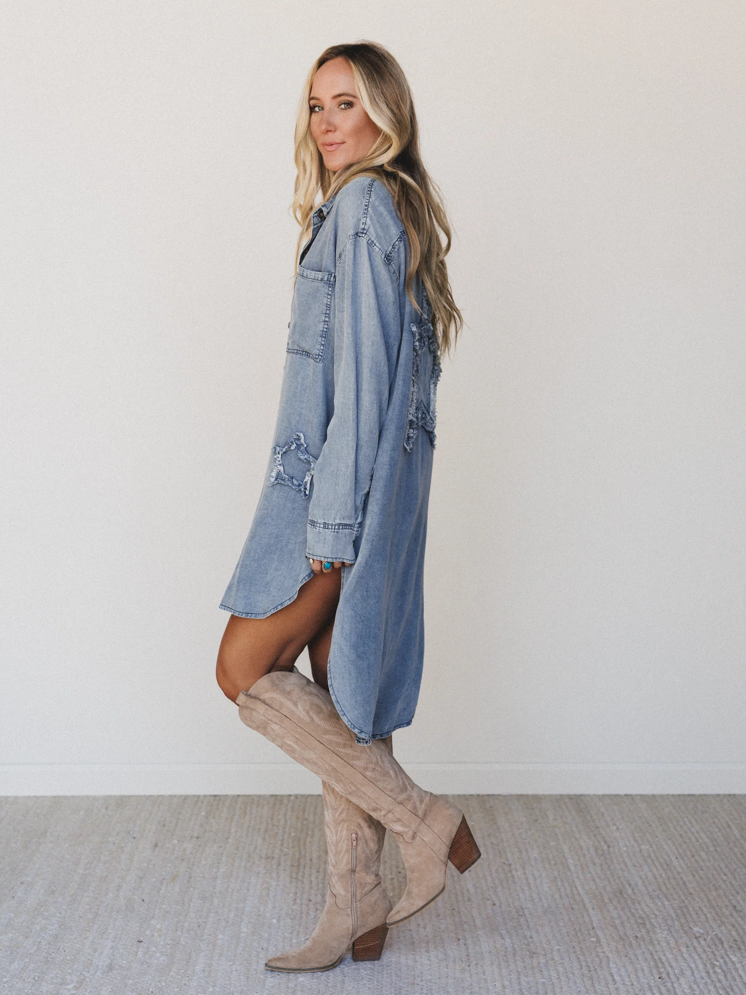 Outrider Button Down Denim Dress - Denim - Image 5