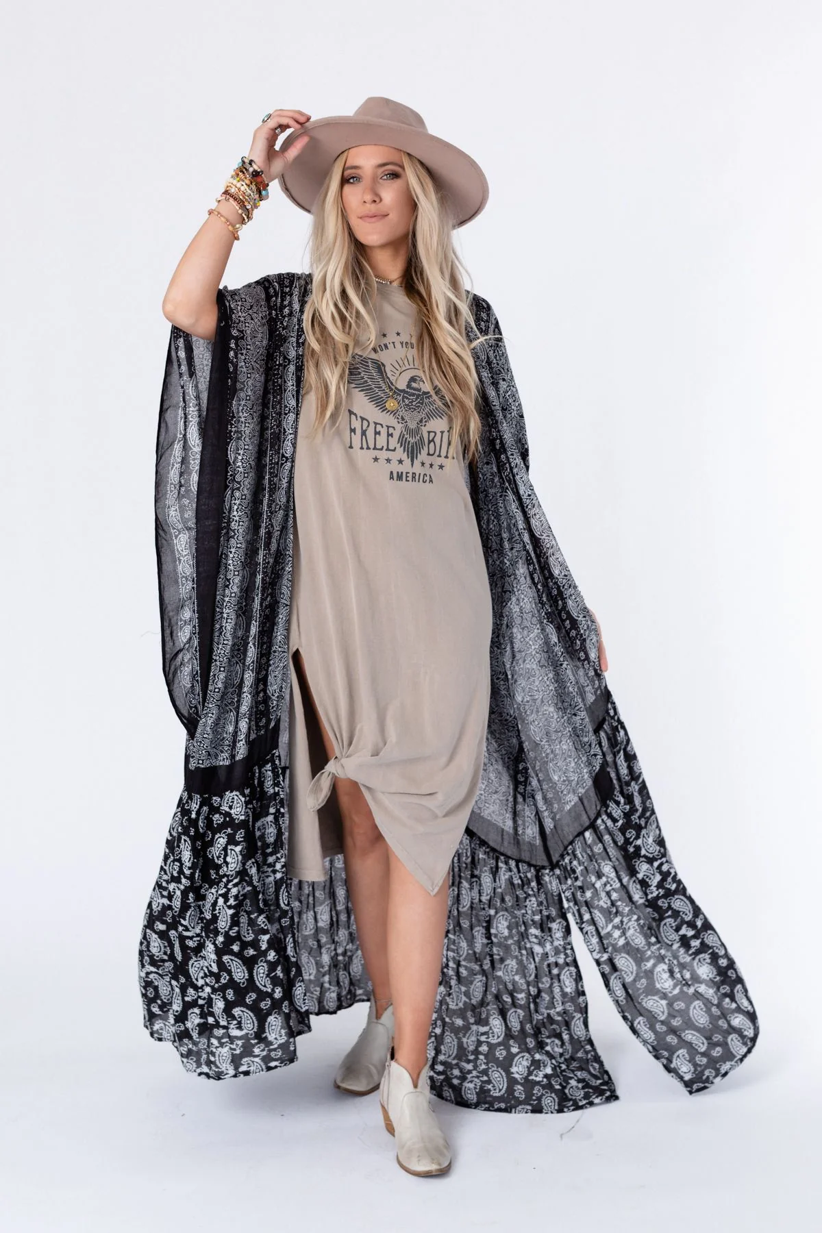 Paisley Tapestry Free Flow Duster Kimono - Black - Pre Order - Image 2