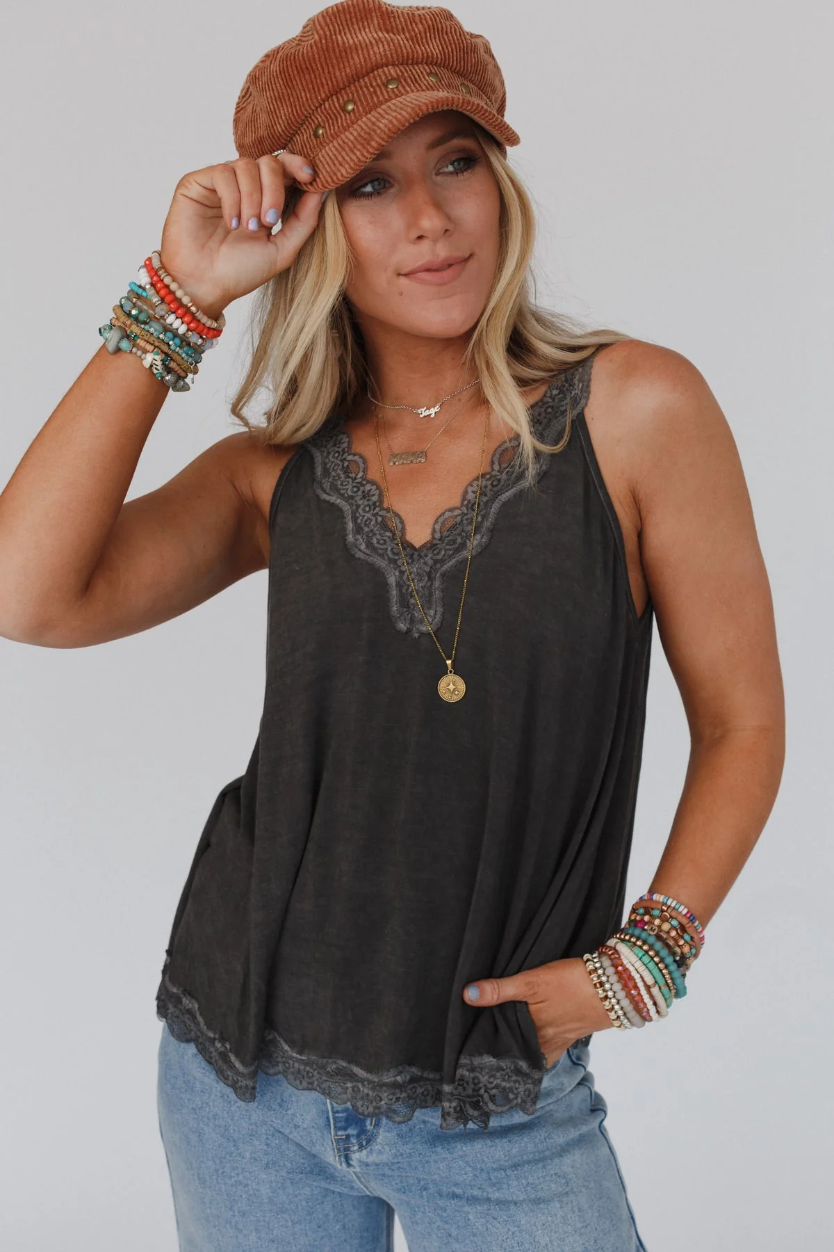 Palm Desert Lace Trim Top - Black - Image 6
