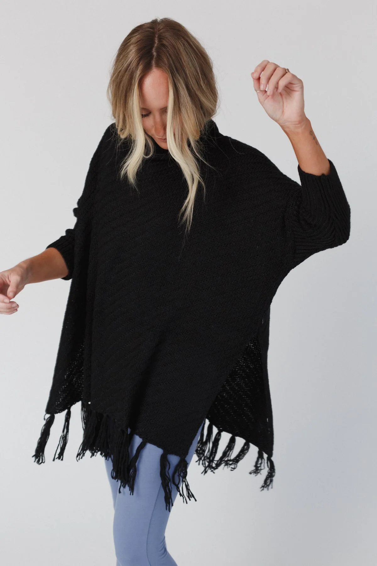 Paloma Poncho Sweater - Black - Pre Order - Image 2