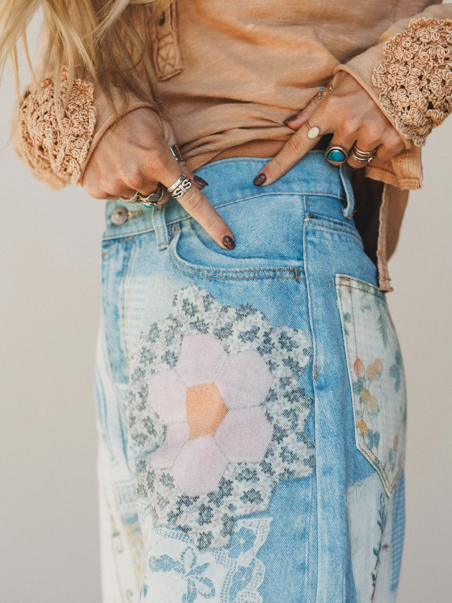 Passport Ready Mix Print Pants - Denim - Image 5