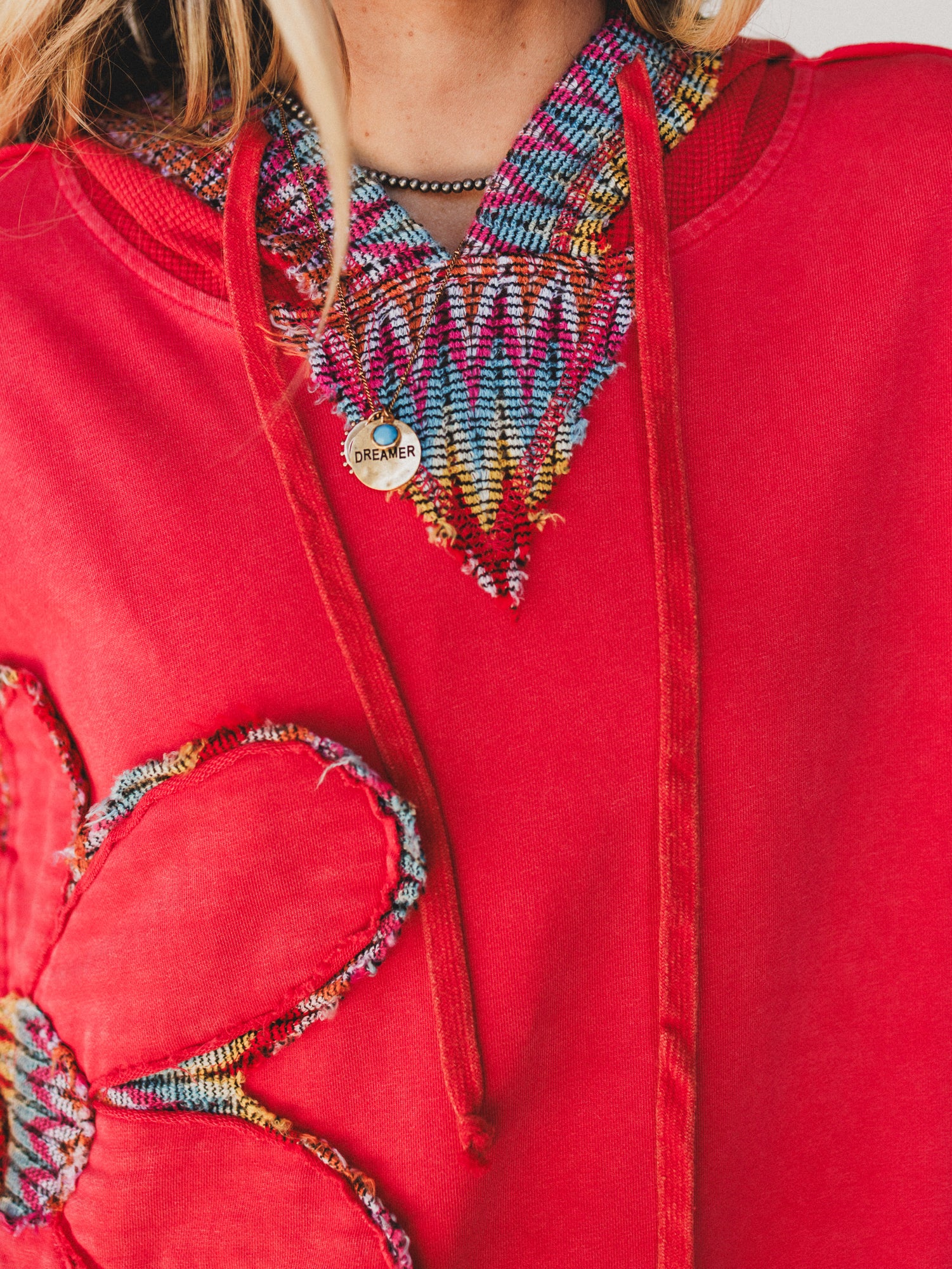 Patchwork Poppy Sweater - Red - Image 4