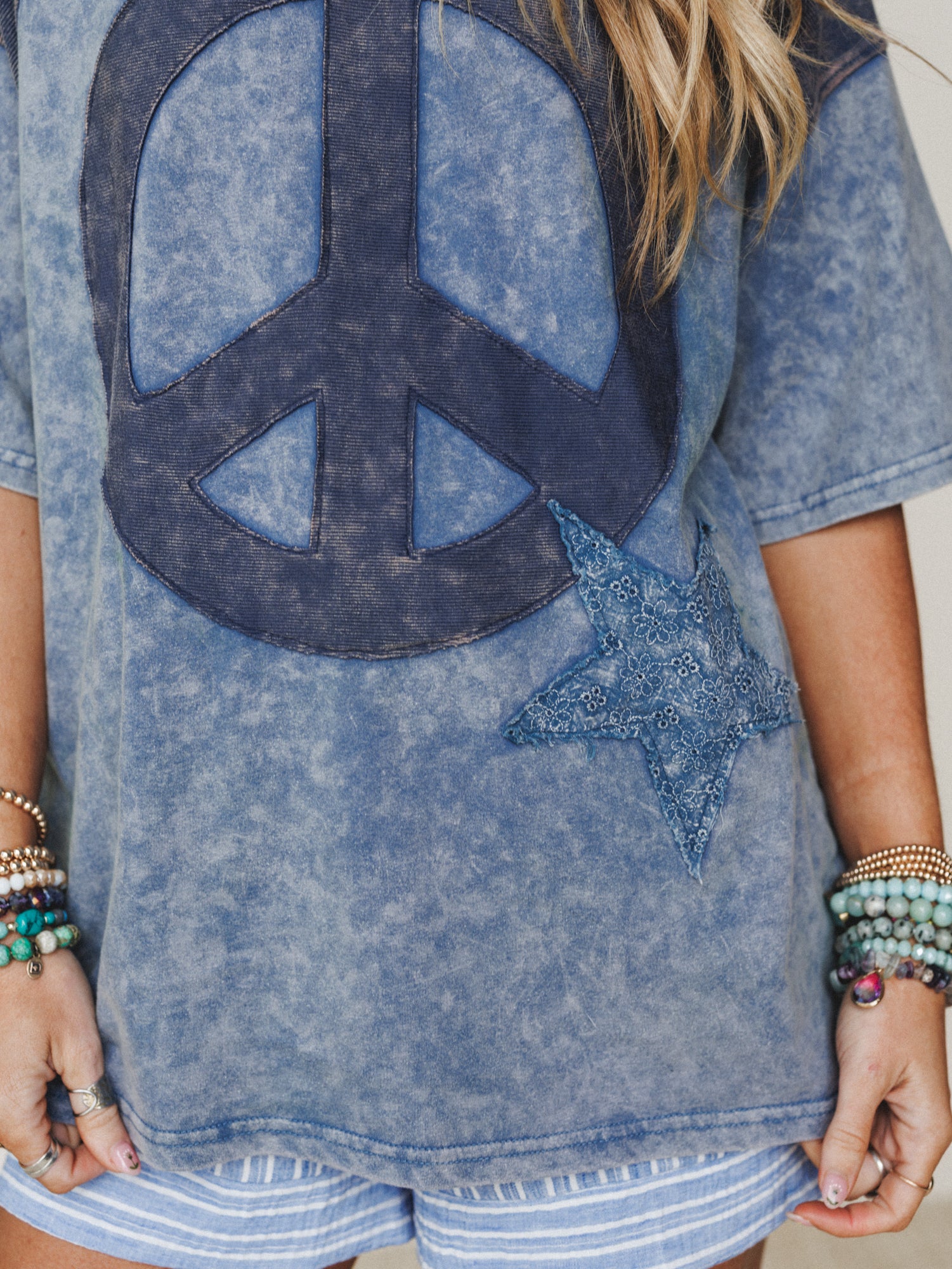 Peace and Dreams Tee - Denim - Image 3