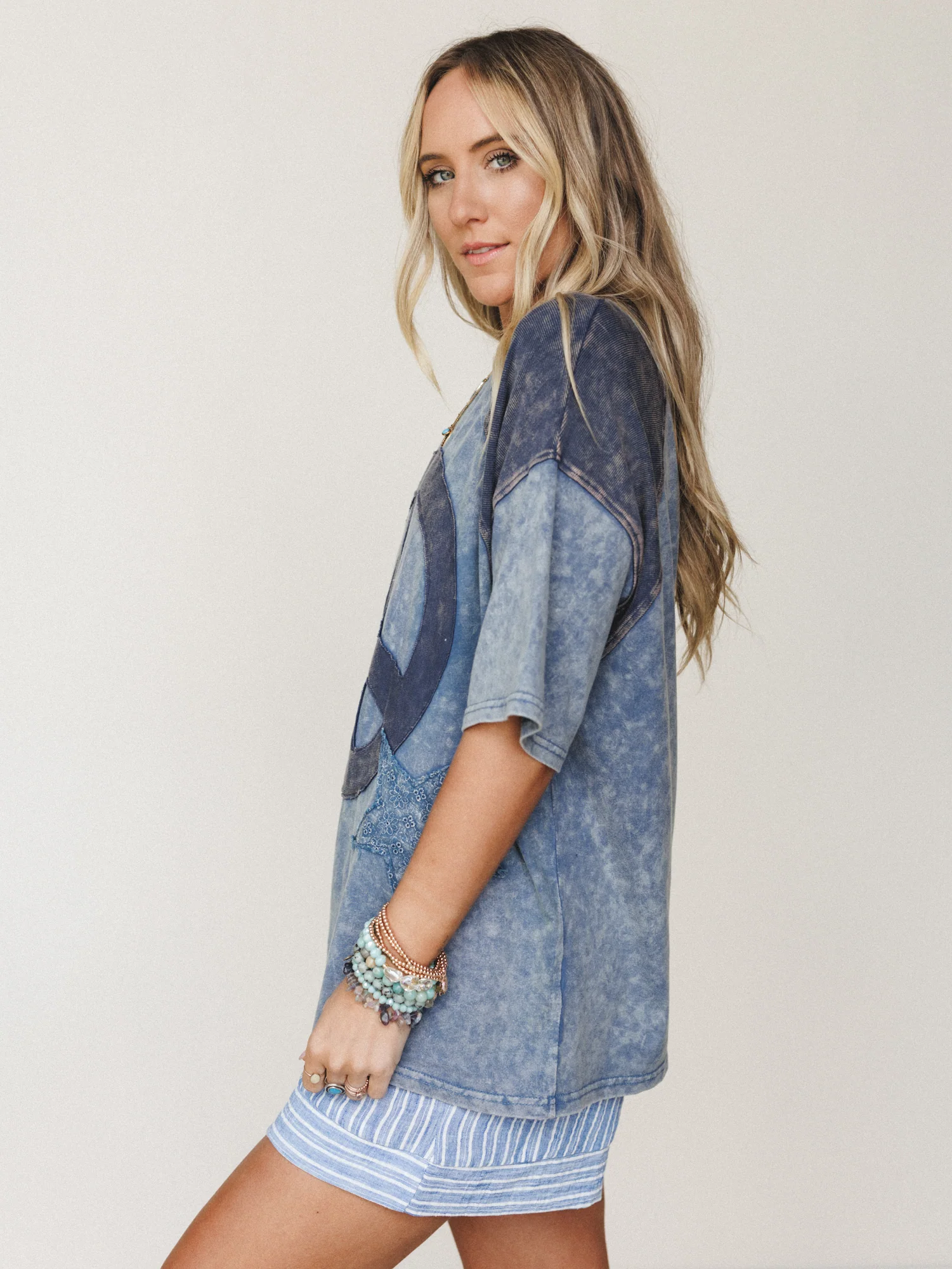 Peace and Dreams Tee - Denim - Image 4