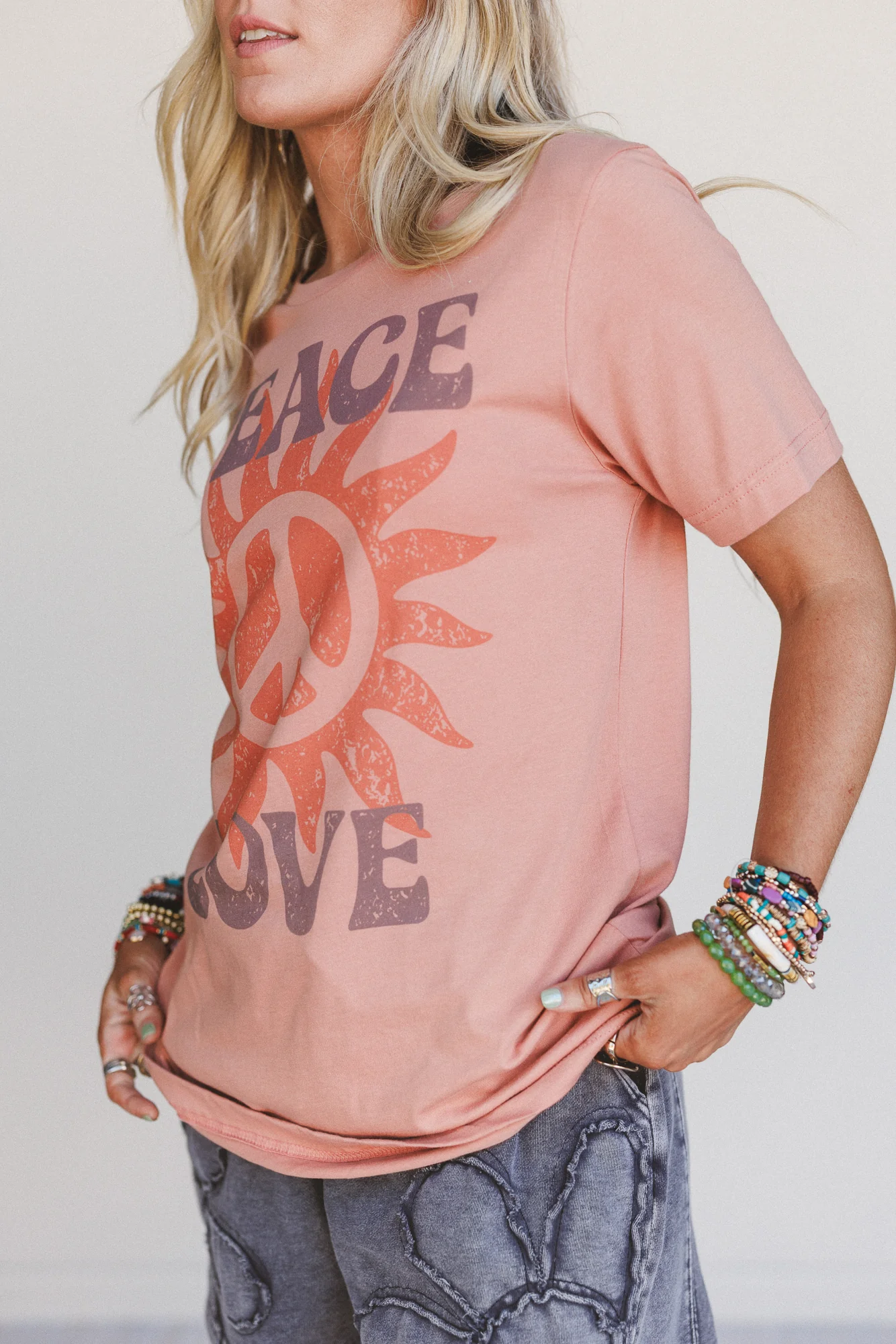 The Nest Peace and Love Graphic Tee - Terracotta - Image 2