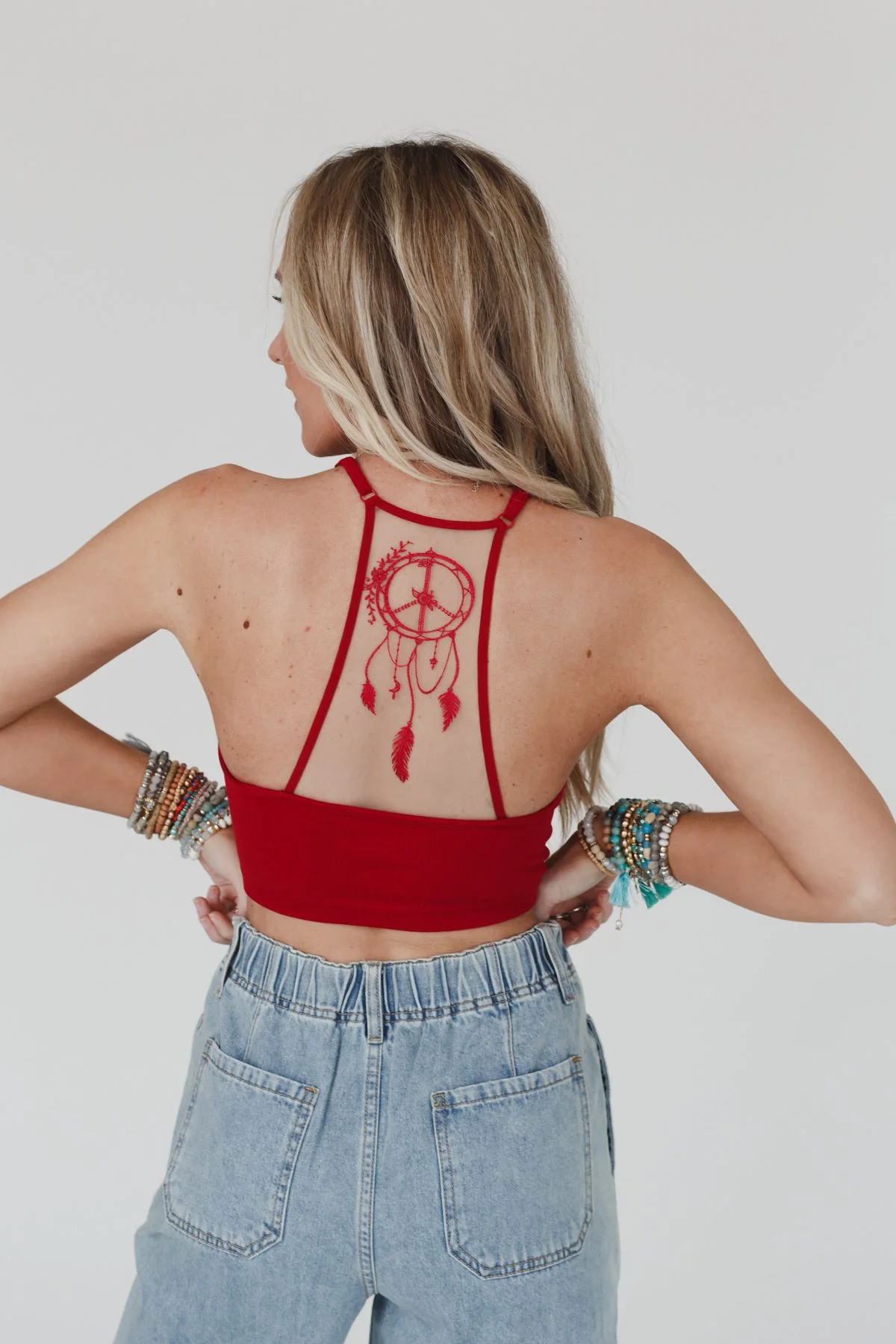 Peace Dreamcatcher Tattoo Bralette - Berry - Image 4