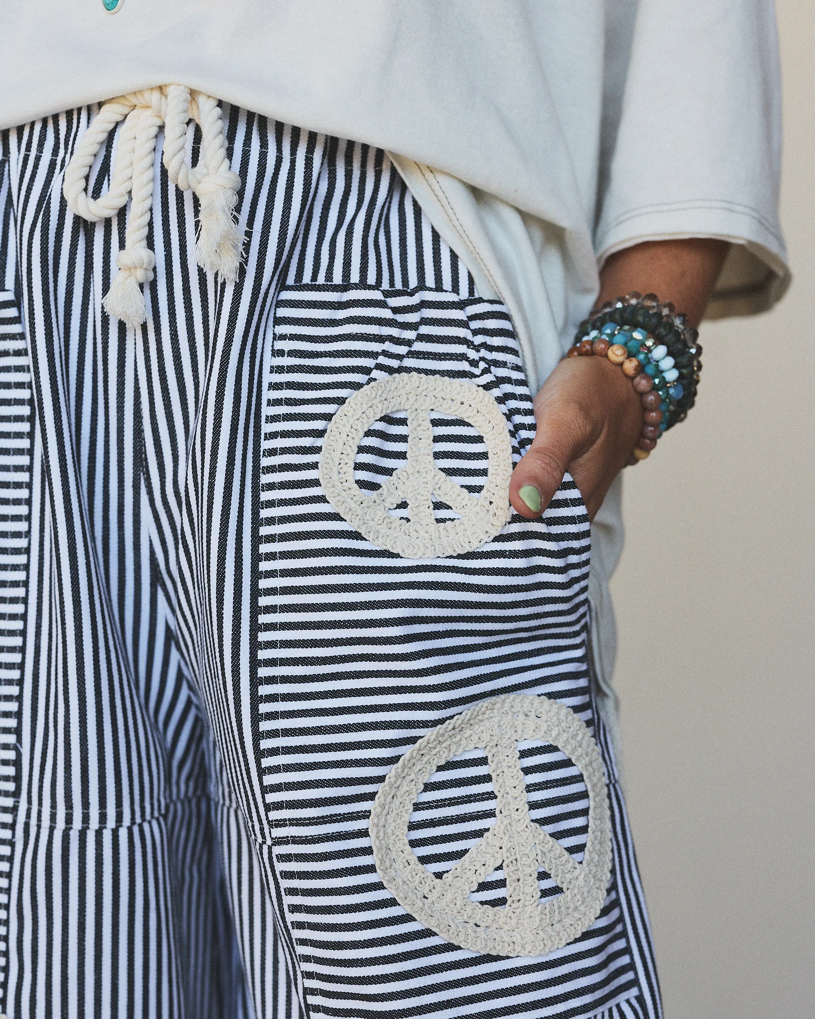 Peace Out Stripe Jeans - Black - Image 3