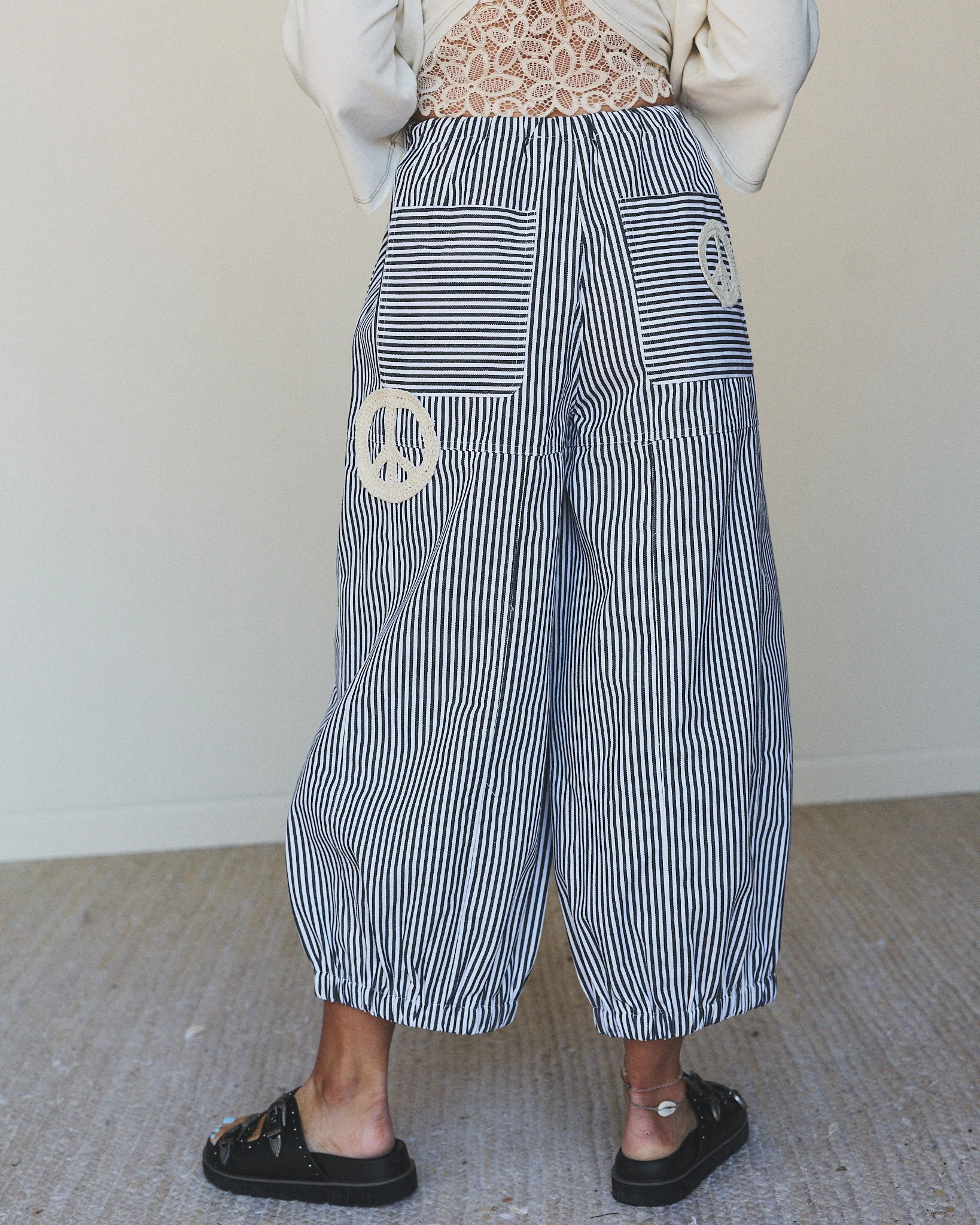 Peace Out Stripe Jeans - Black - Image 5