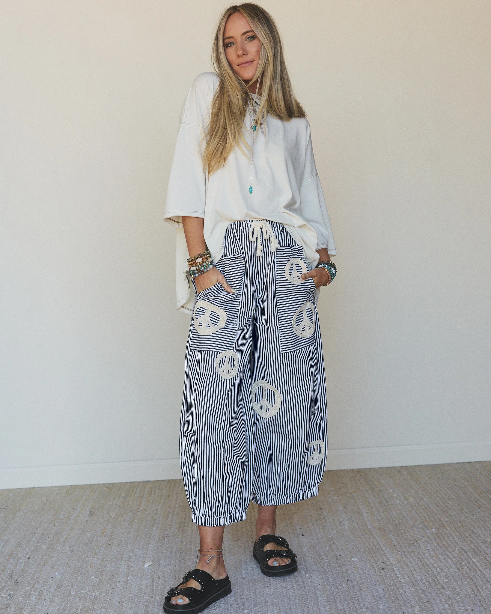 Peace Out Stripe Jeans - Black - Image 6