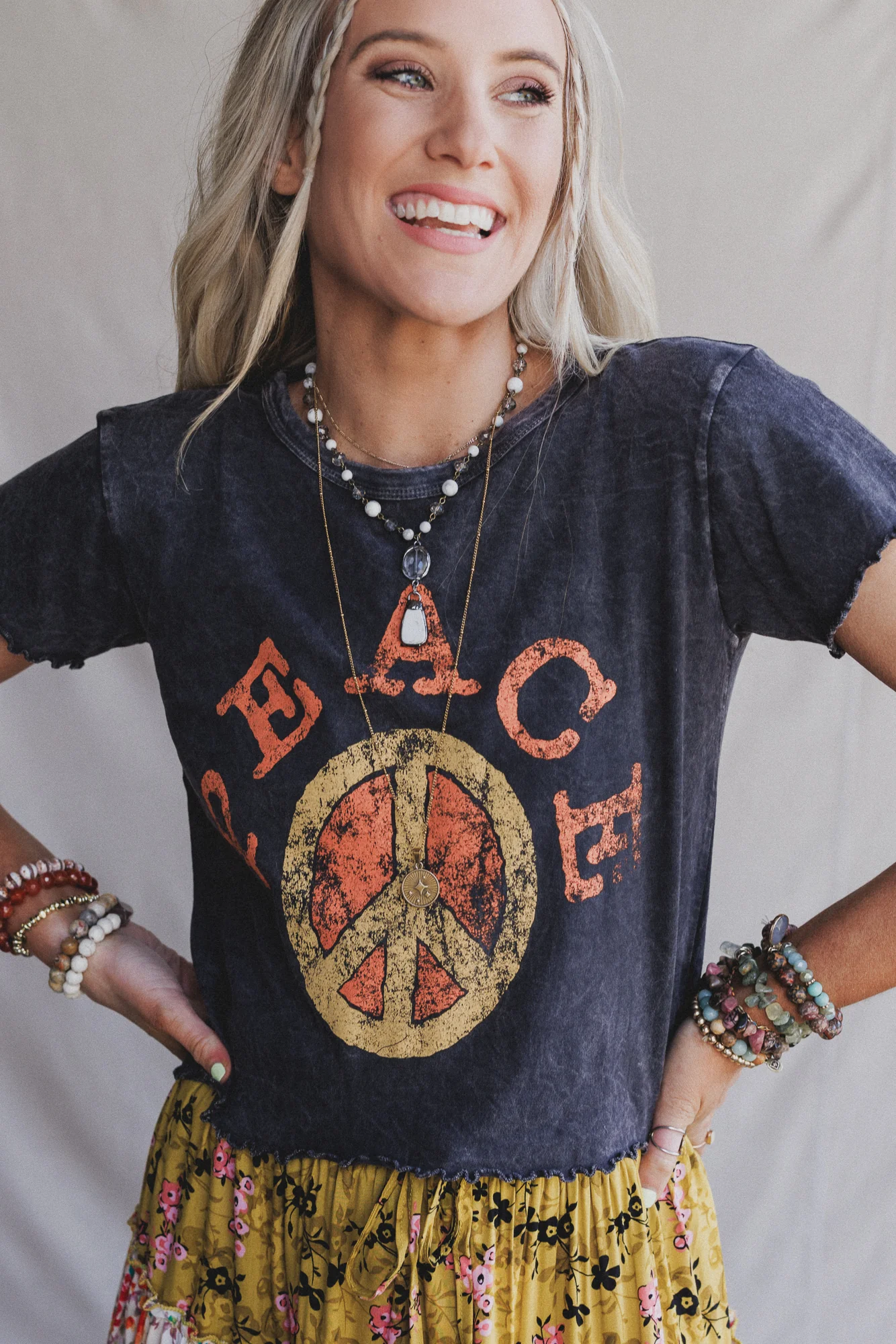 Peaceful Charm Graphic Tee - Charcoal - Image 4