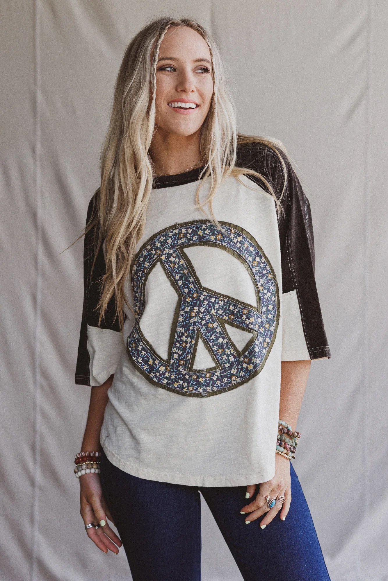 The Nest Peaceful Contrast Top - Navy Ivory - Image 3